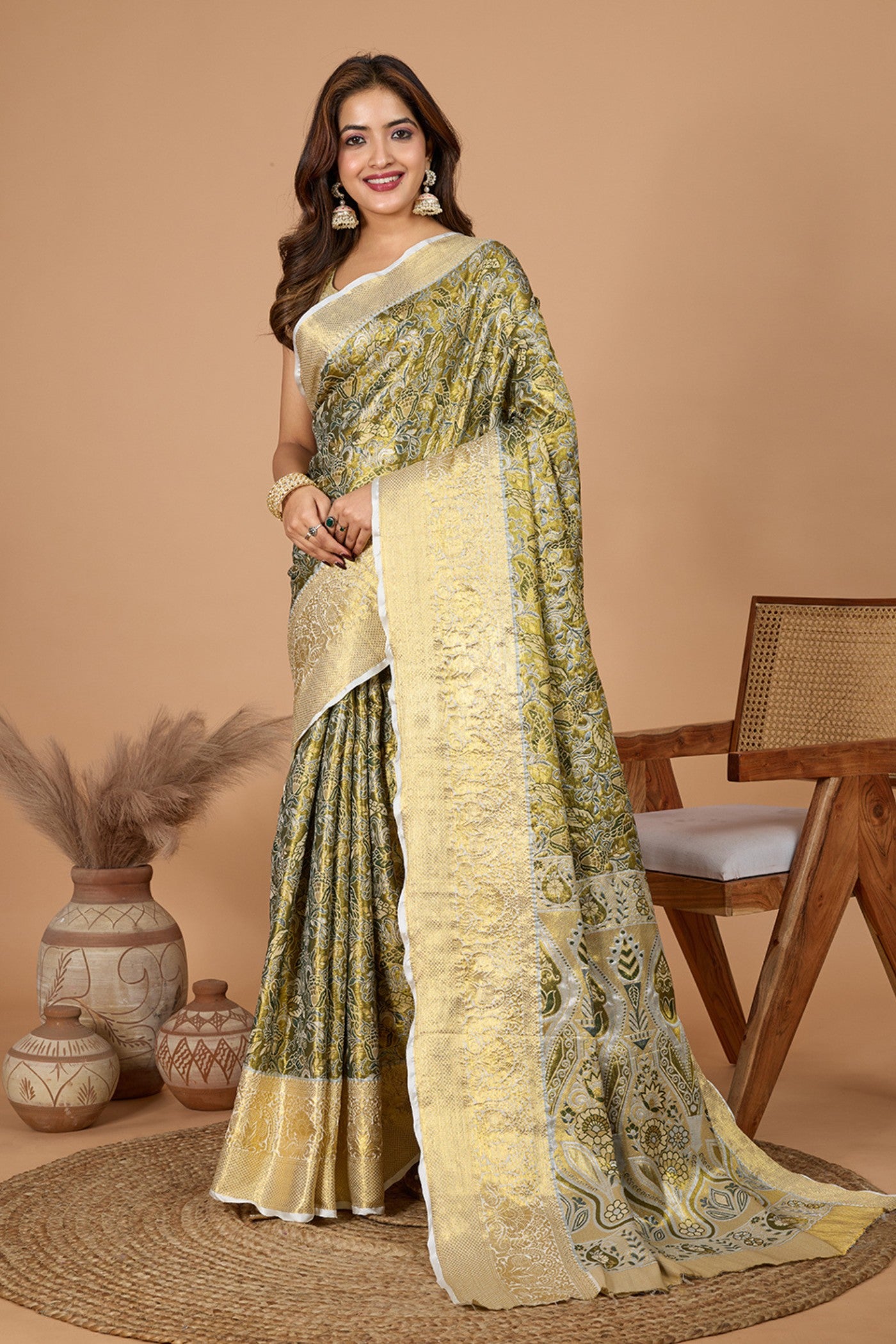 Buy MySilkLove Marrs Green Woven Kanjivaram Saree Online