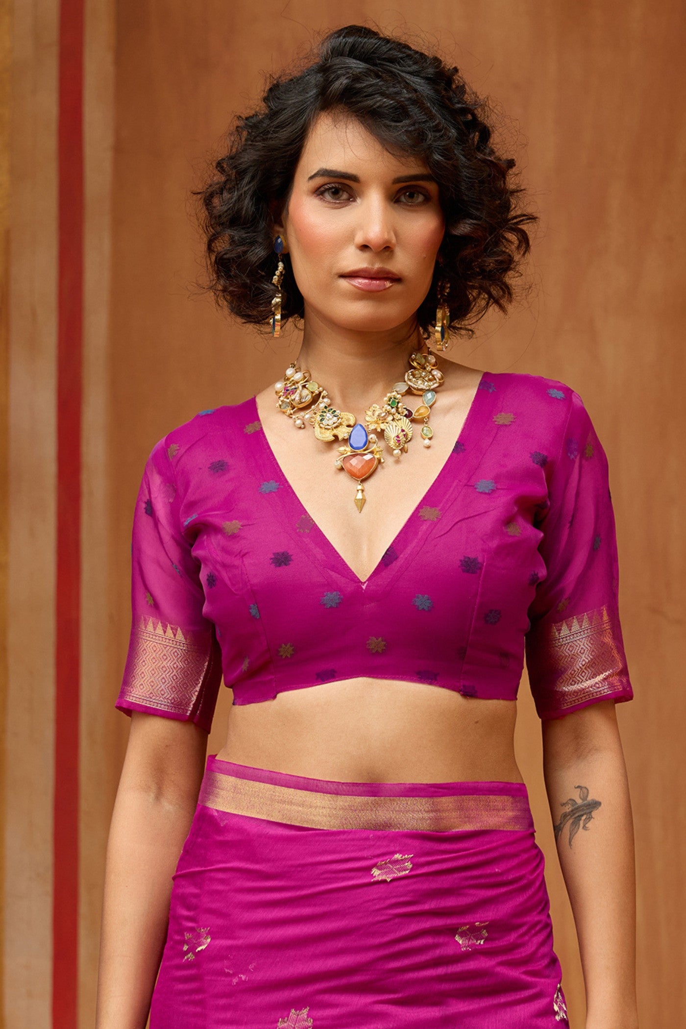 Buy MySilkLove Pink Rosy Handloom Muga Cotton Saree Online