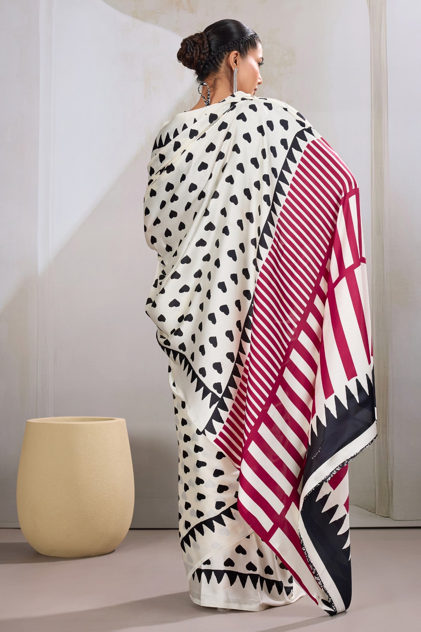 Buy MySilkLove Snow White Printed Satin Crepe Silk Saree Online