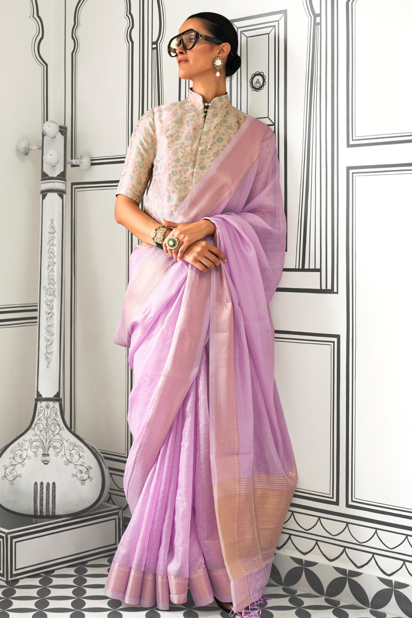 Buy MySilkLove Viola Purple Chiffon Handloom Saree Online