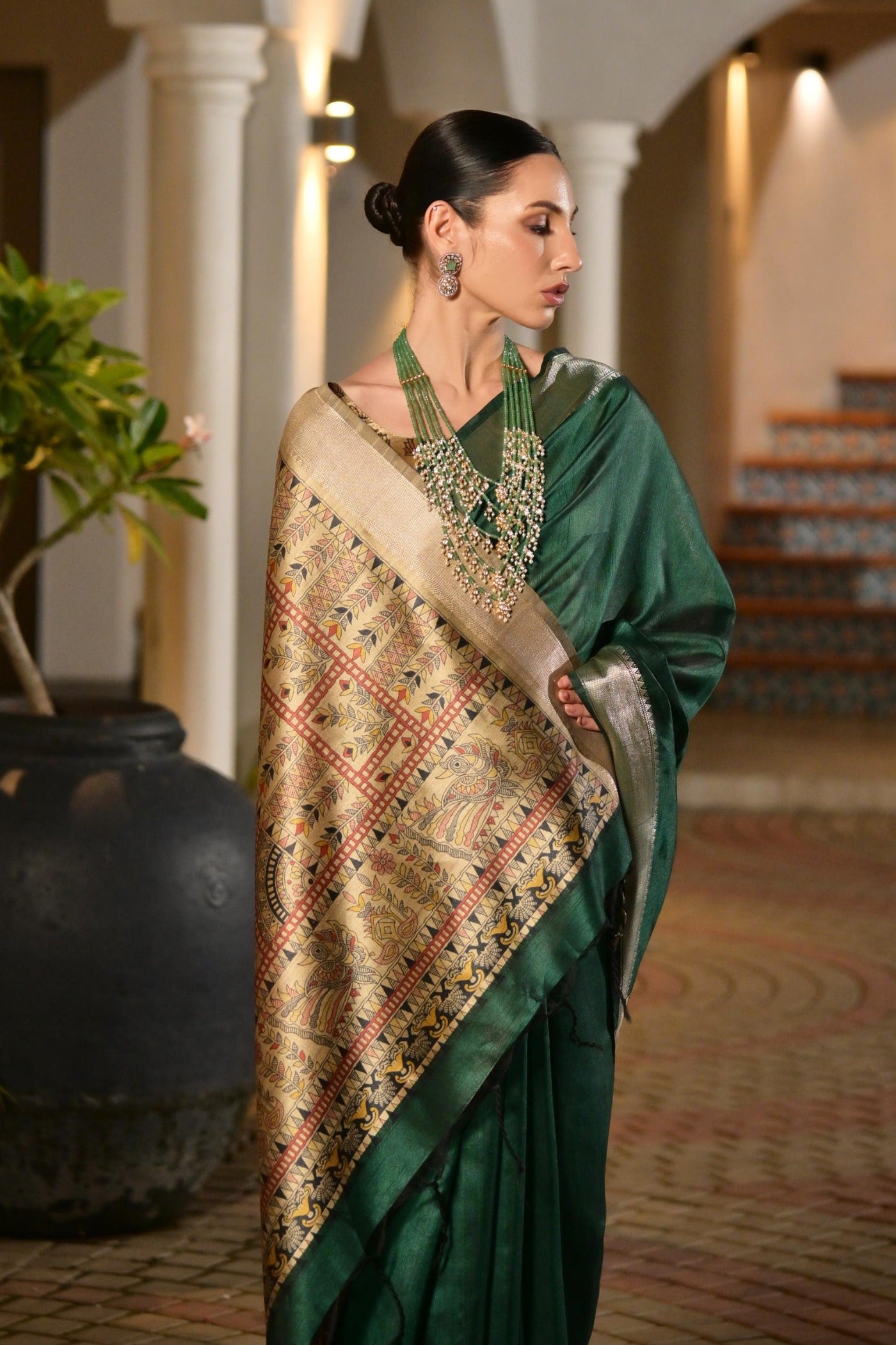 MySilkLove Kelly Green Tussar Silk Saree