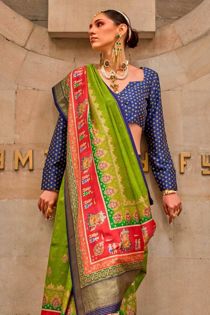 Buy MySilkLove Yukon Green Printed Patola Saree Online