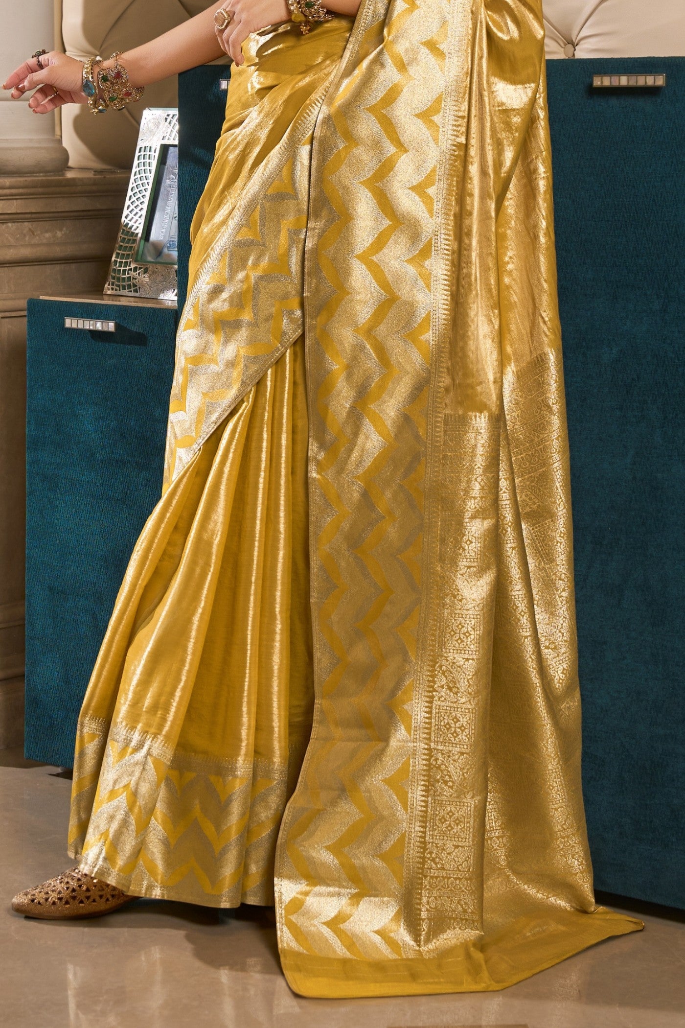 Buy MySilkLove Butter Yellow Handloom Tissue Saree Online
