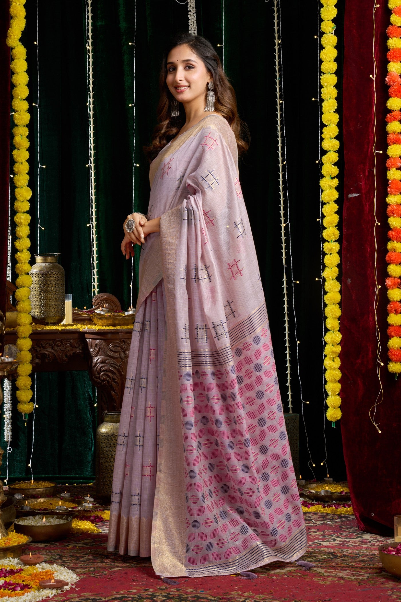 Buy MySilkLove Liseran Purple Woven Cotton Saree Online