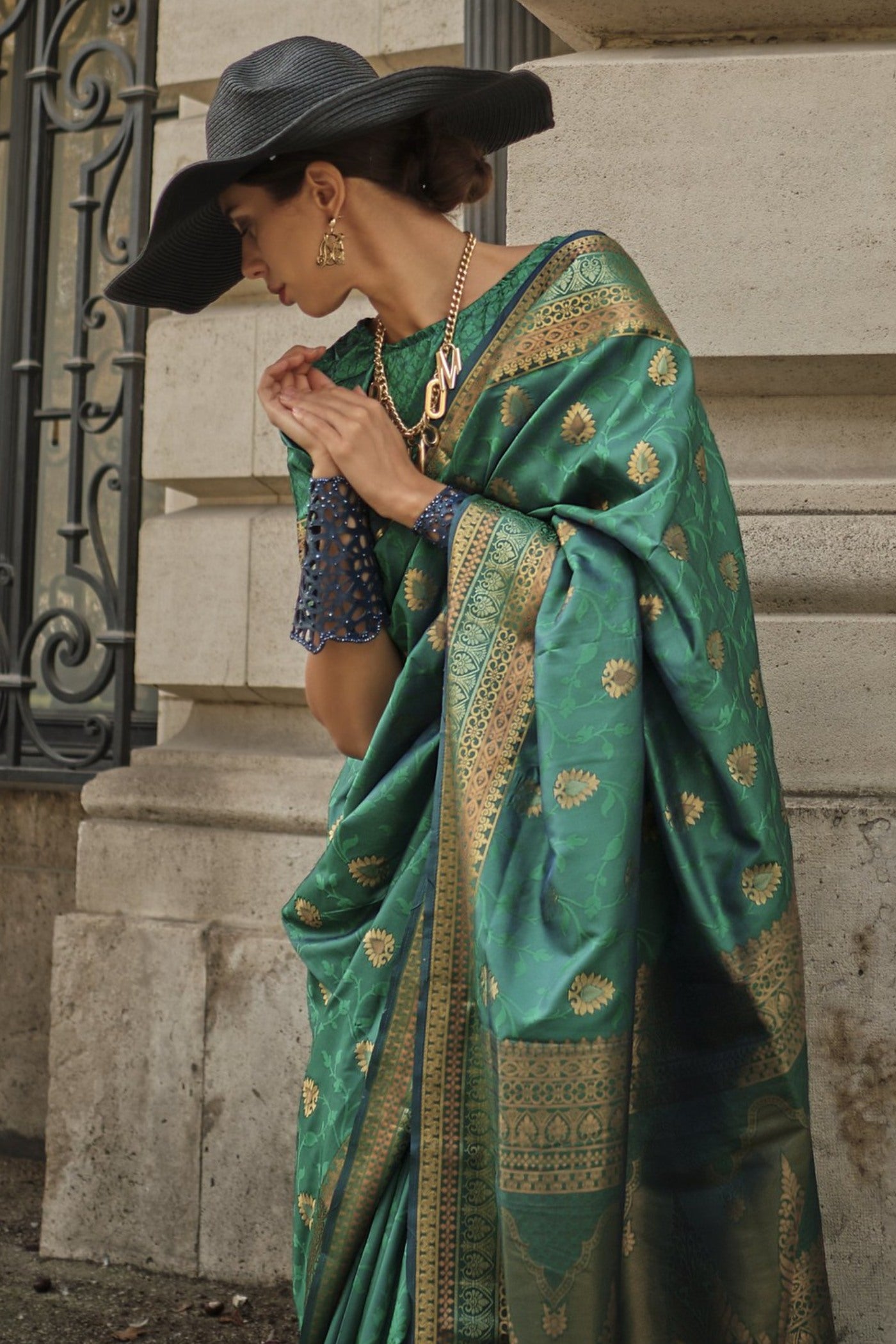 MySilkLove Leaf Green Banarasi Handloom Saree