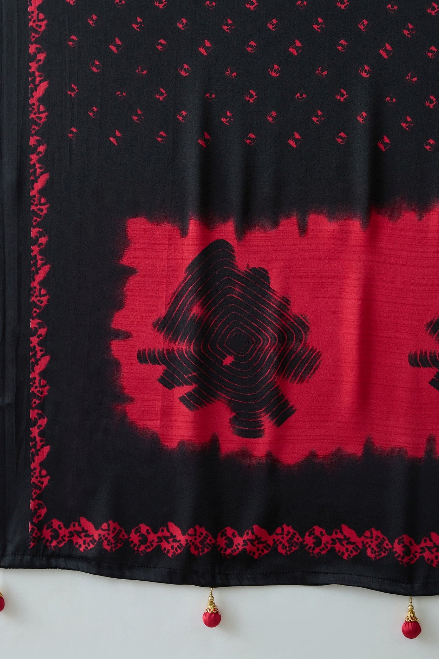 Buy MySilkLove Imperial Red and Black Printed Satin Crepe Silk Saree Online