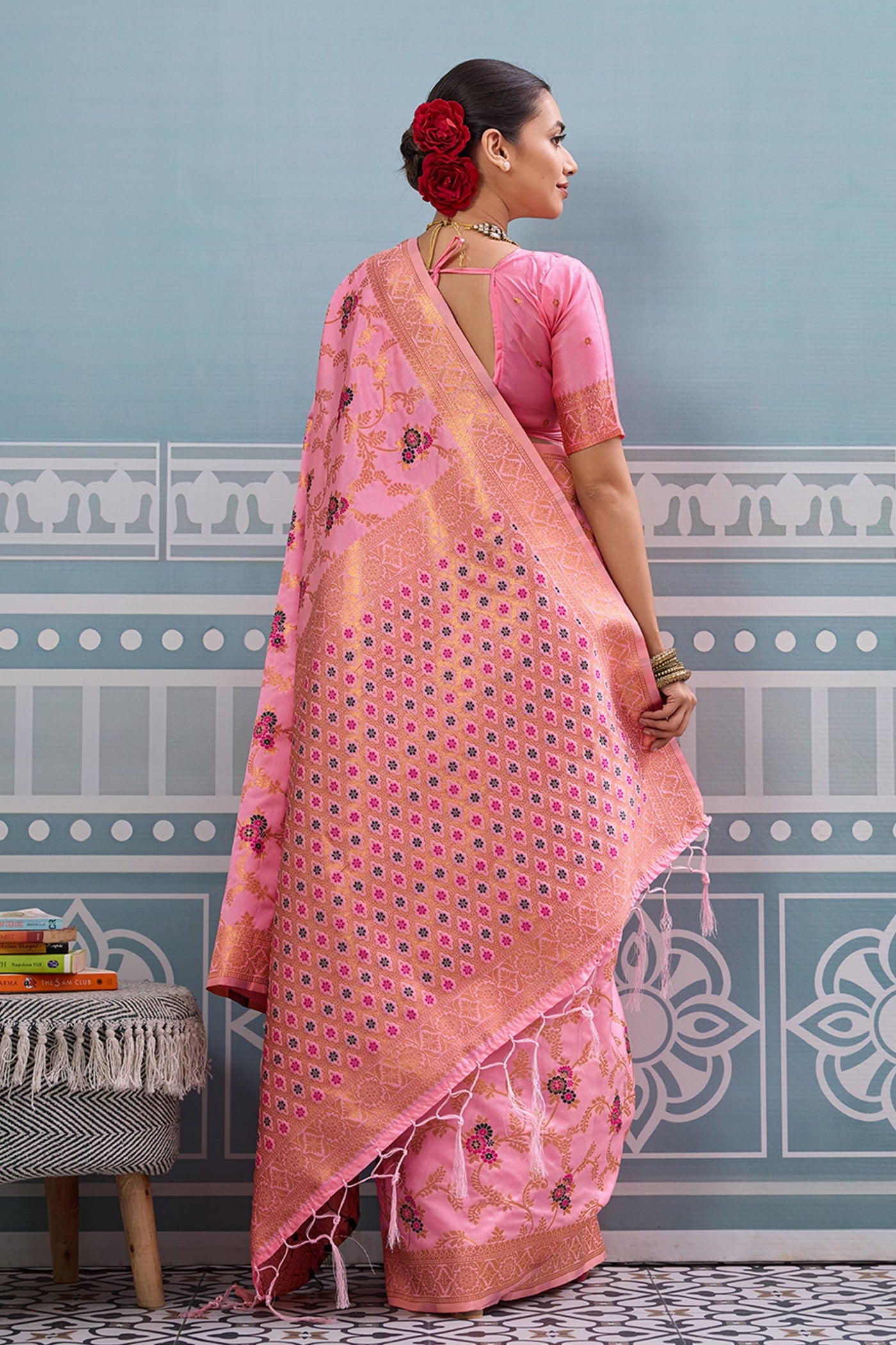 Buy MySilkLove Amaranth Pink Woven Banarasi Saree Online
