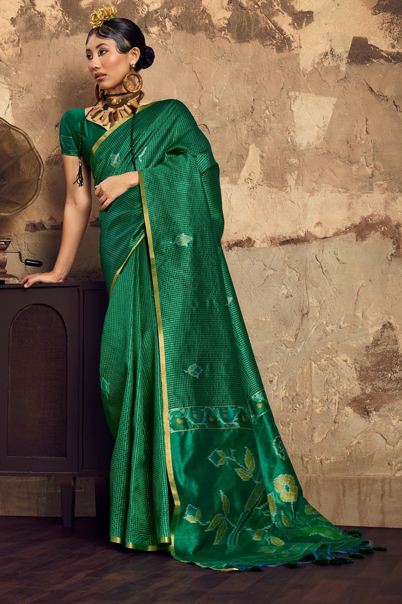 Buy MySilkLove Jungle Green Banarasi Handloom Saree Online