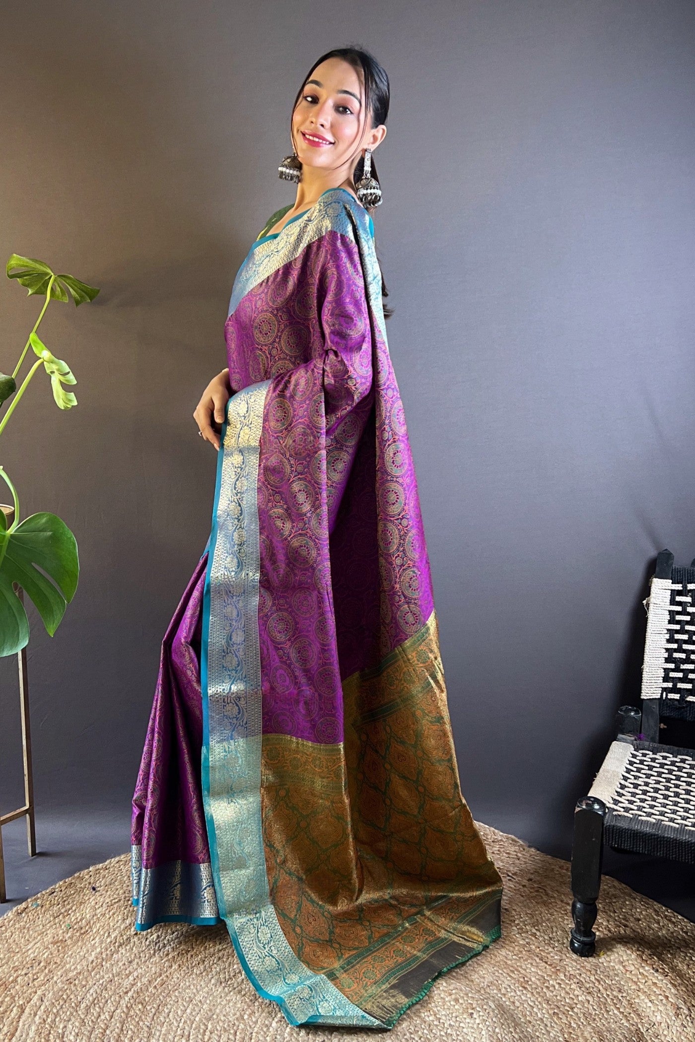 Buy MySilkLove Pearly Purple Woven Banarasi Saree Online