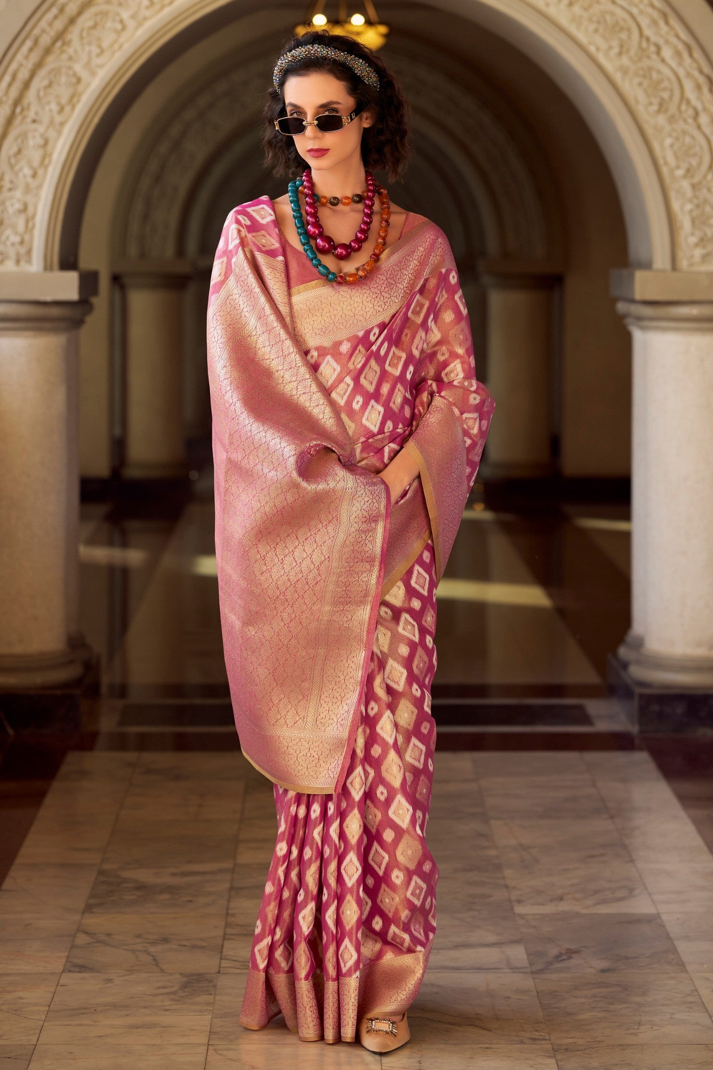 Buy MySilkLove Beauty Pink Tissue Silk Saree Online