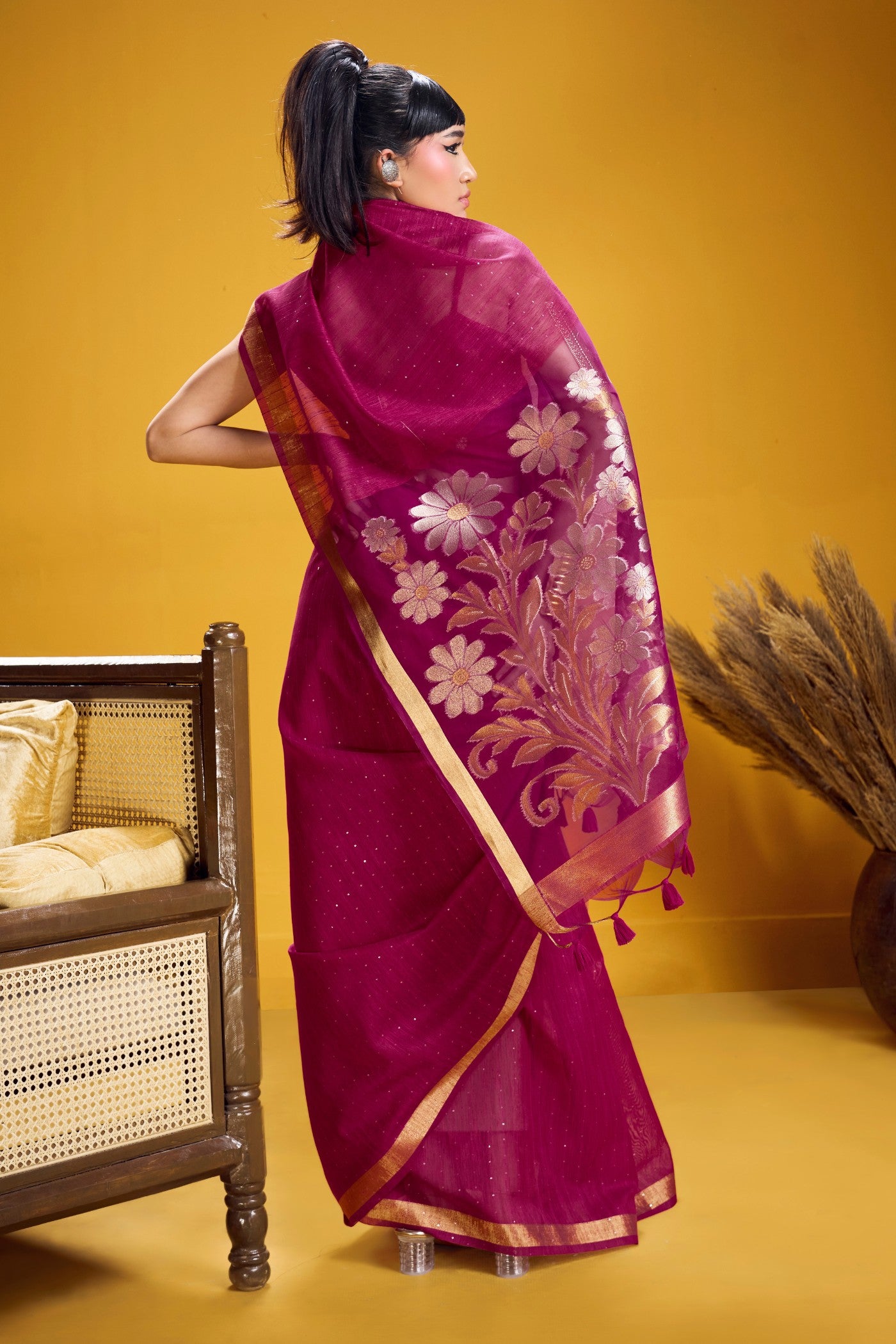 Buy MySilkLove Candy Pink Munga Handloom Cotton Saree Online