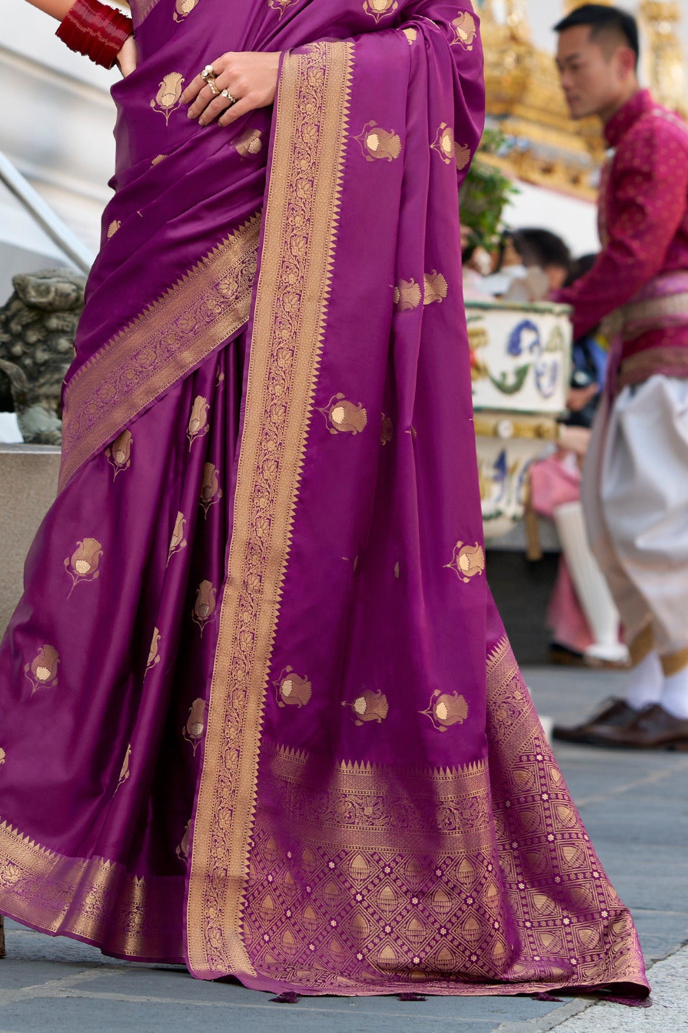 Buy MySilkLove Pansy Purple Woven Satin Silk Saree Online