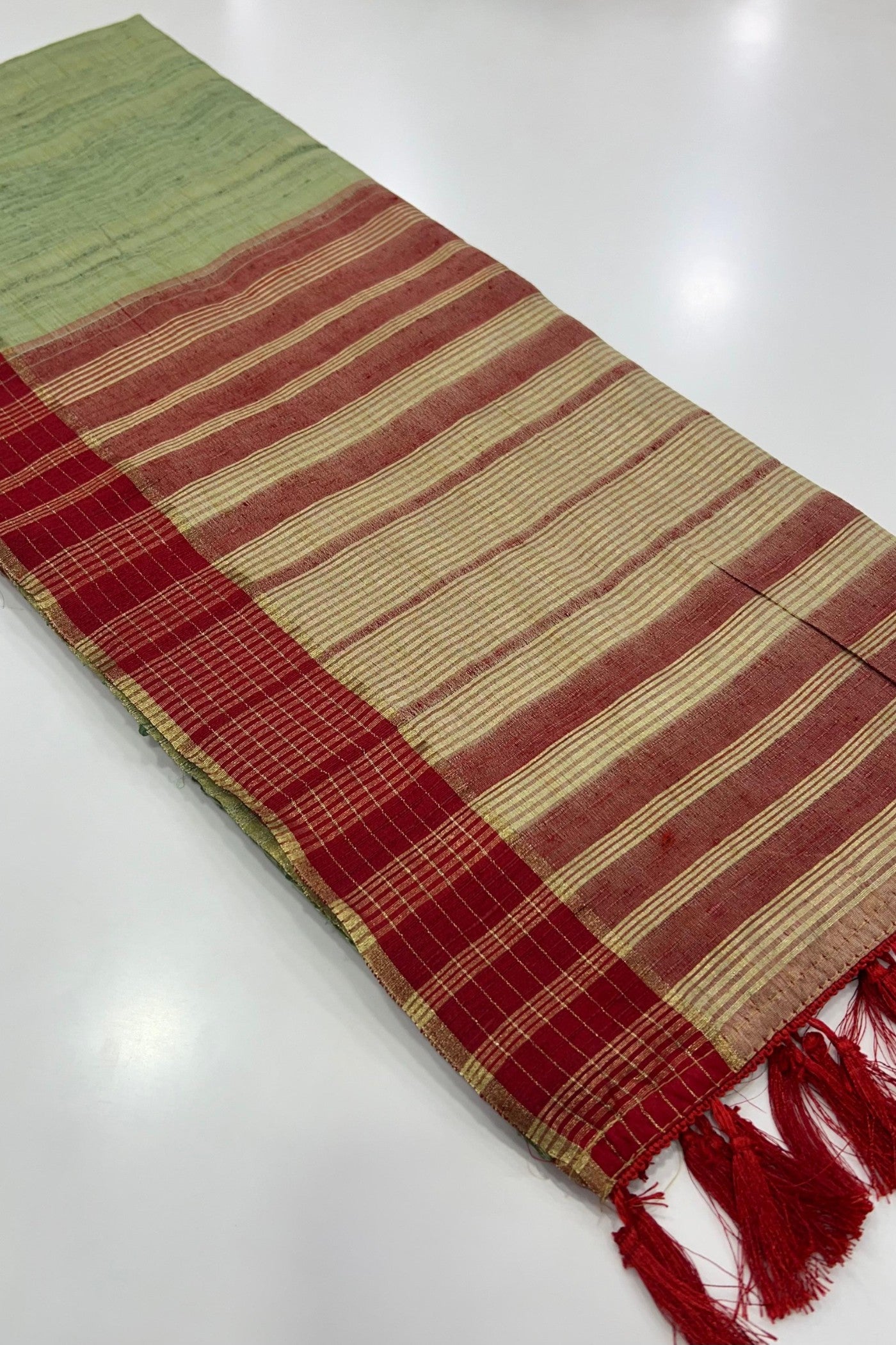 Buy MySilkLove Clay Creek Green Handloom Katan Saree Online