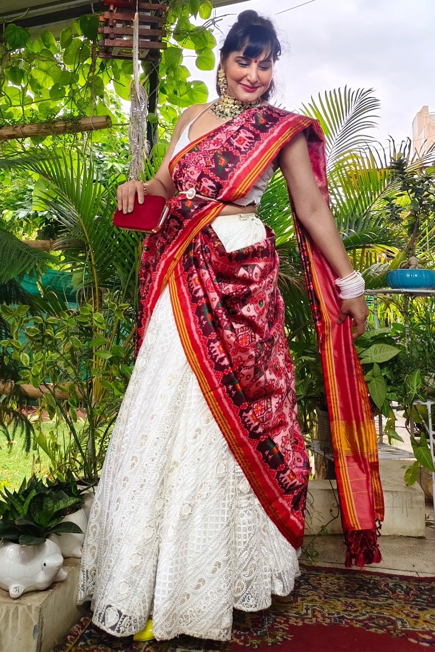 Buy MySilkLove Rough Pink Printed Patola Soft Silk Saree Online