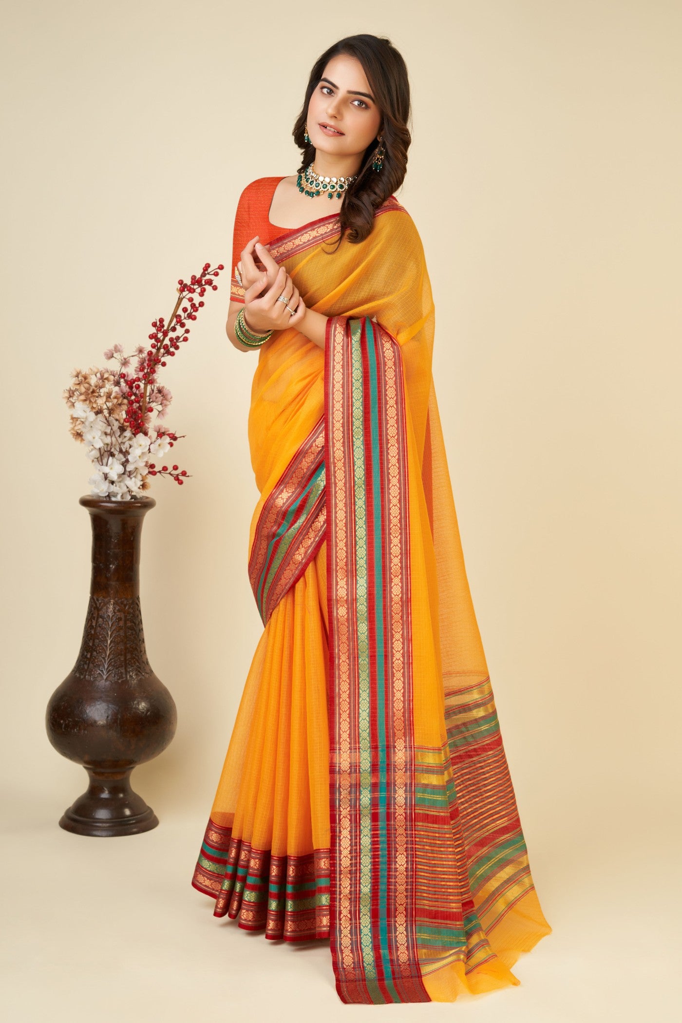Buy MySilkLove Citrine Yellow Woven Manipuri Silk Saree Online