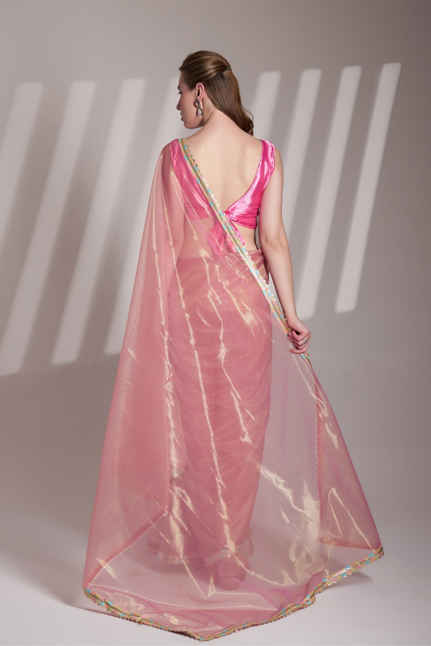 Buy MySilkLove Tulip Pink Partywear Net saree Online