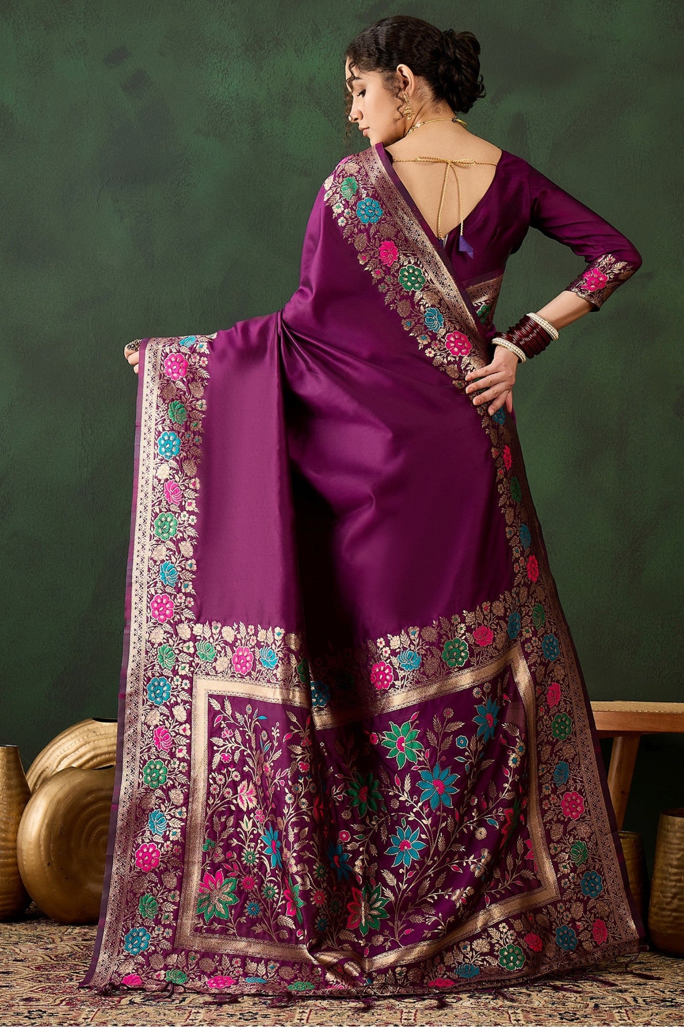 Buy MySilkLove Berry Purple Banarasi Designer Saree Online