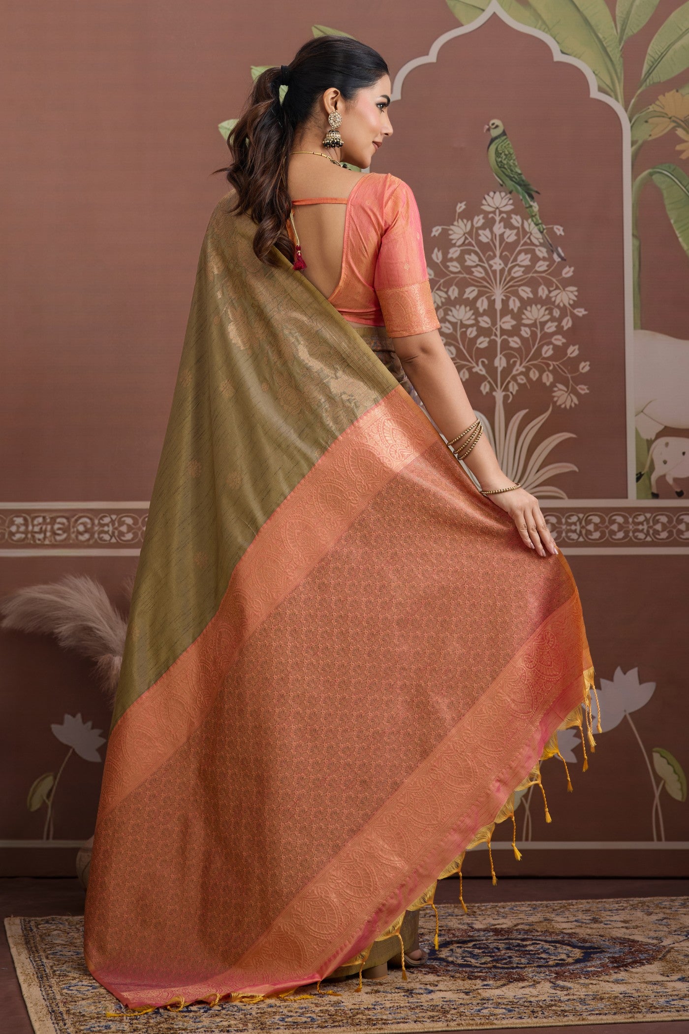 Buy MySilkLove Sea Green Banarasi Handloom Tussar Saree Online