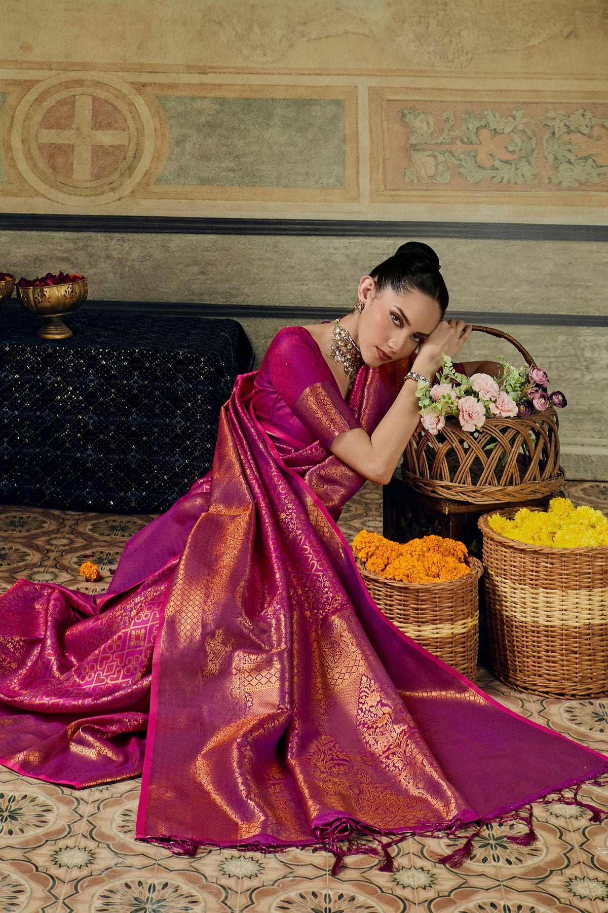 Buy MySilkLove Berry Purple Kanjivaram Handloom Saree Online