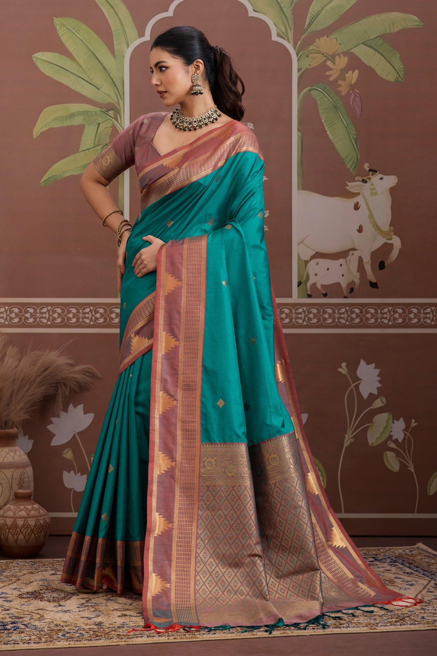 Buy MySilkLove Winter Green Handloom Tussar Silk Saree Online