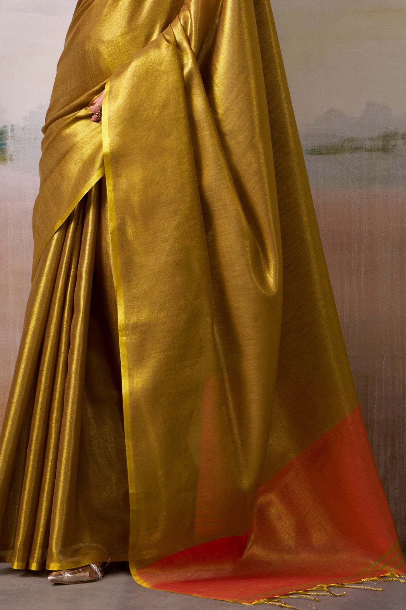 Buy MySilkLove Luxury Gold Handloom Tissue Saree Online