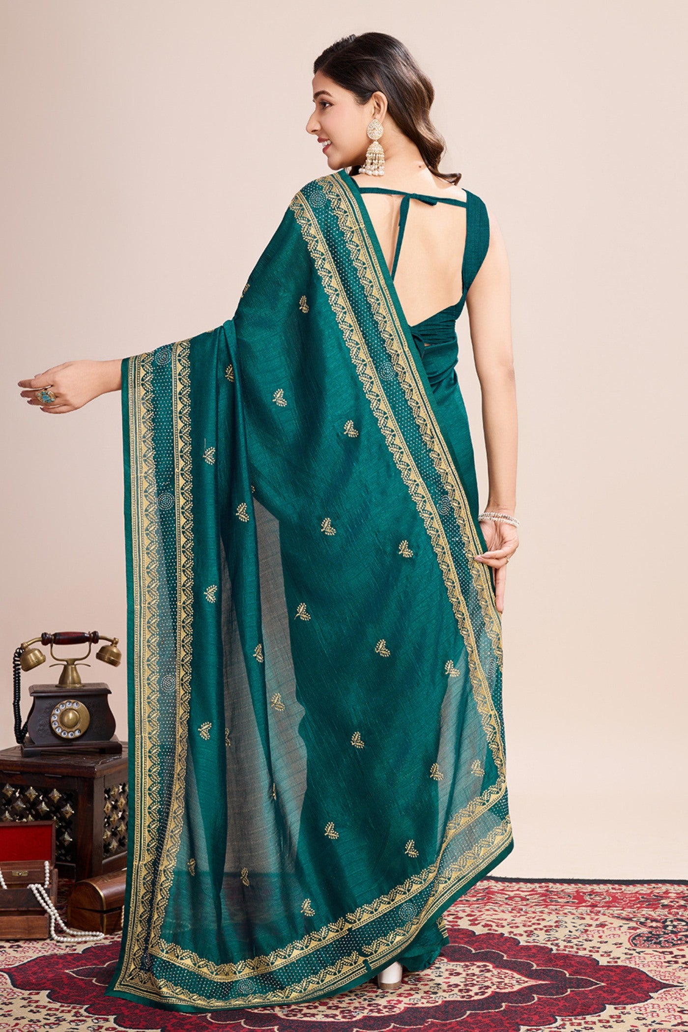 Buy MySilkLove Fern Green Designer Partywear Saree Online