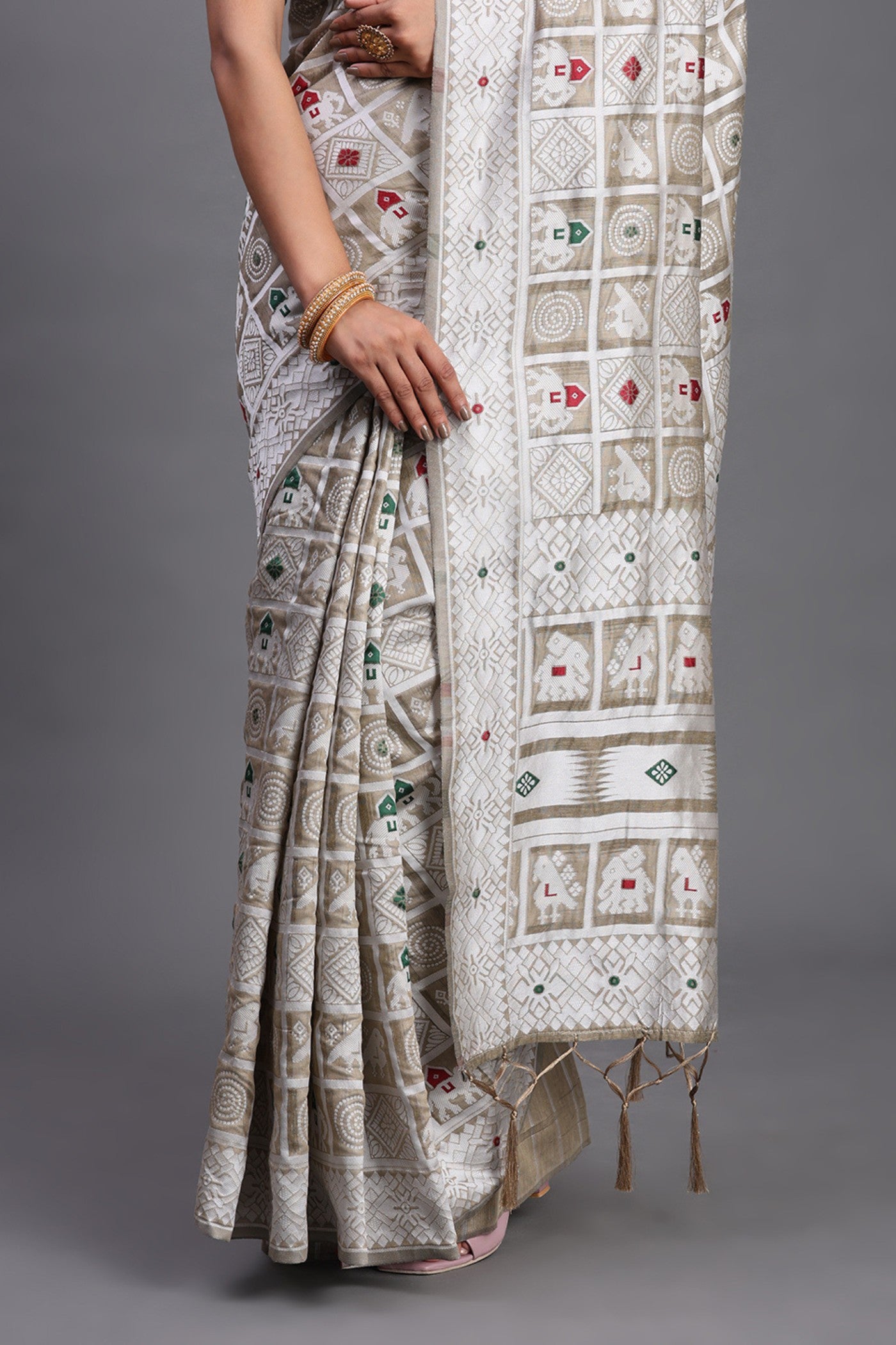 Buy MySilkLove Jet Grey Linen Cotton Saree Online