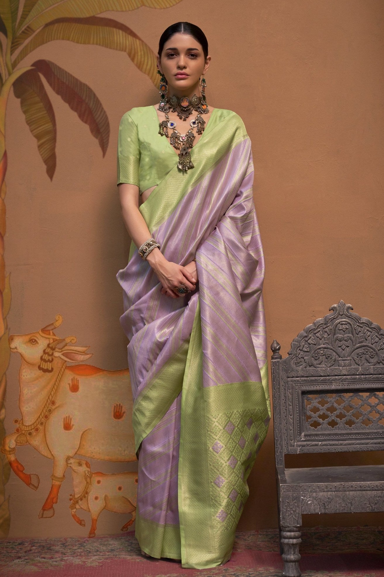 Buy MySilkLove Lilac Purple Banarasi Handloom Saree Online