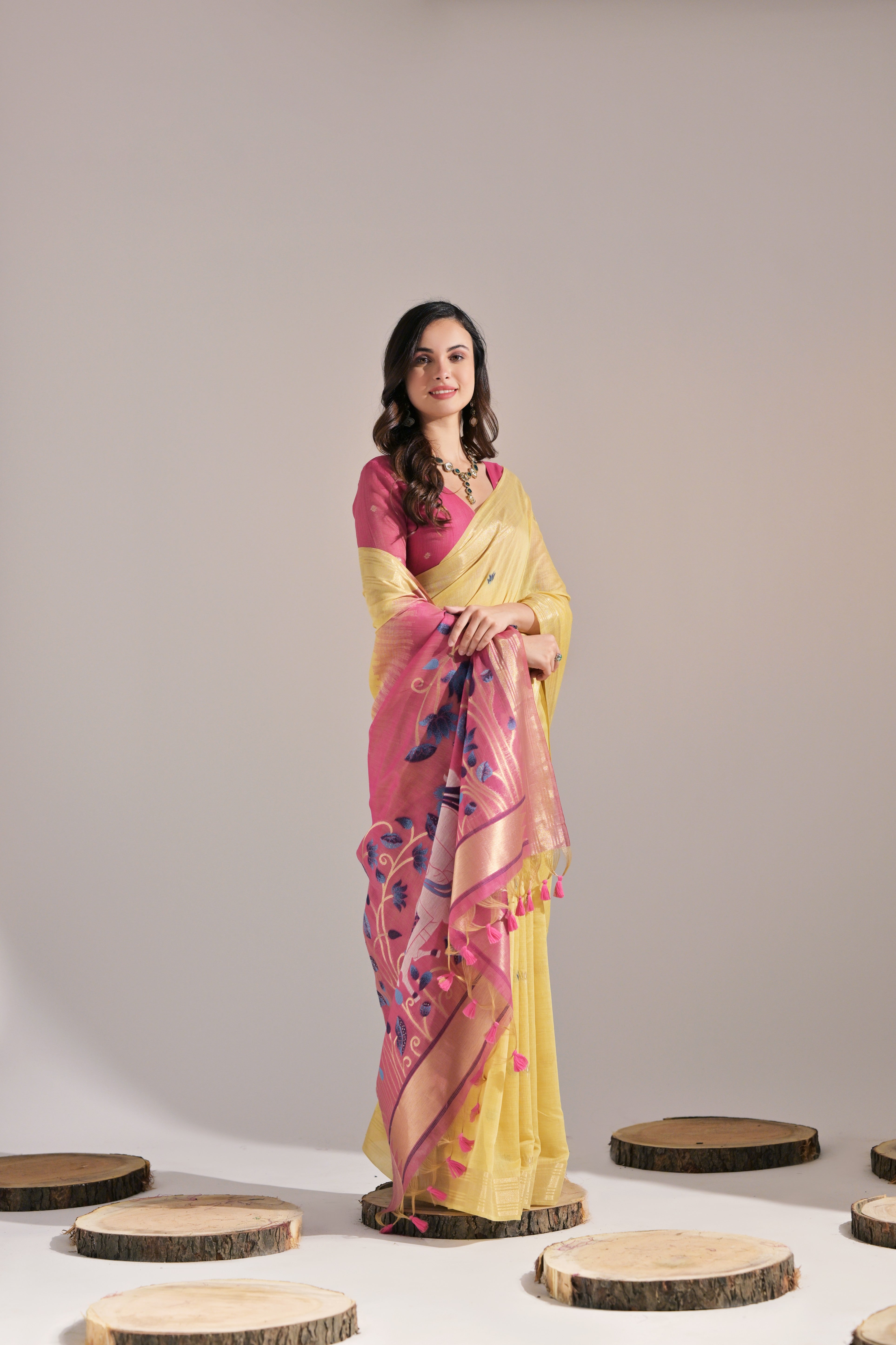 Buy MySilkLove Sunshine Yellow Woven Muga Cotton Saree Online