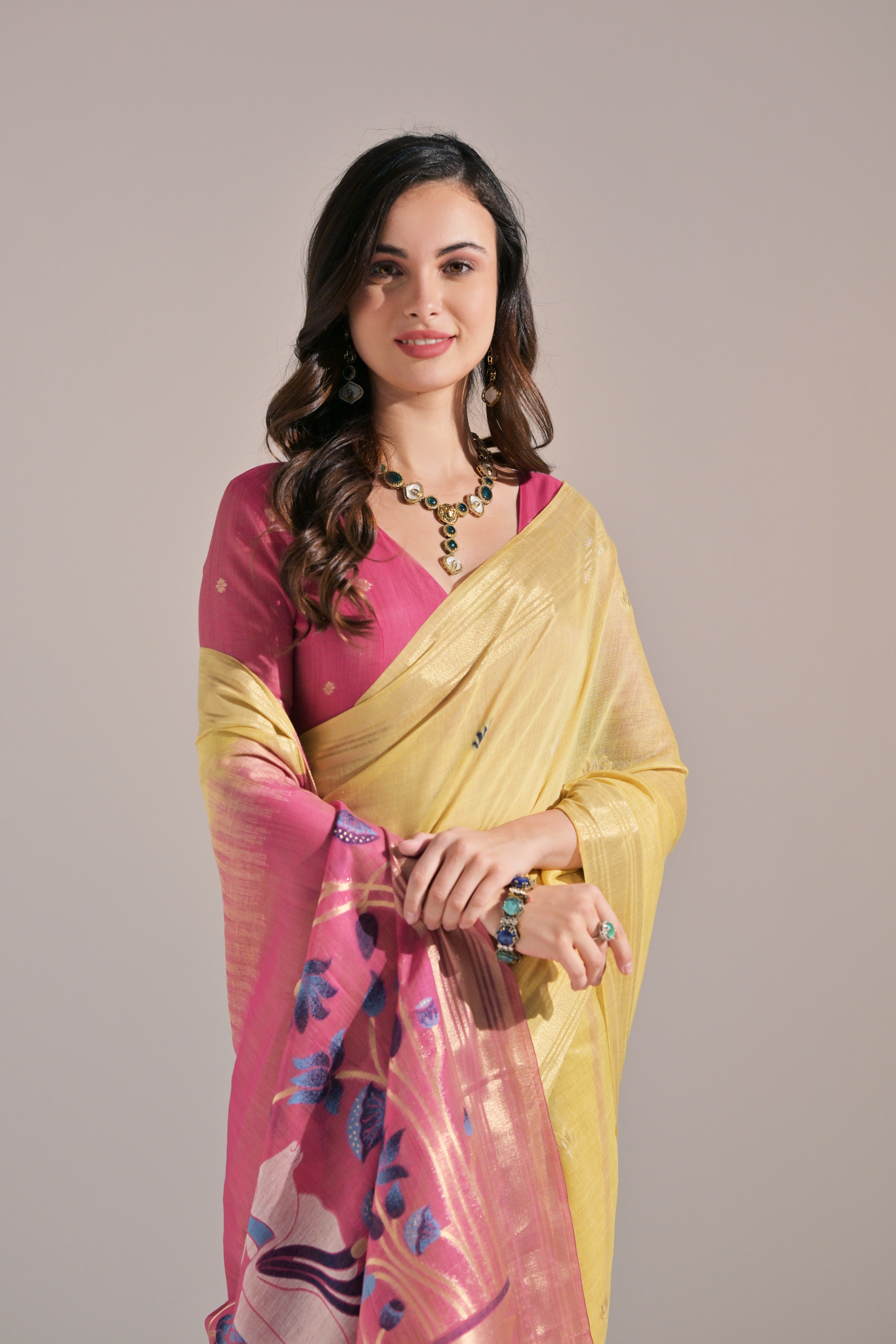 Buy MySilkLove Sunshine Yellow Woven Muga Cotton Saree Online