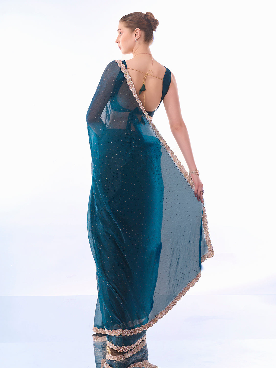 Buy MySilkLove Nile Blue Designer Partywear Saree Online