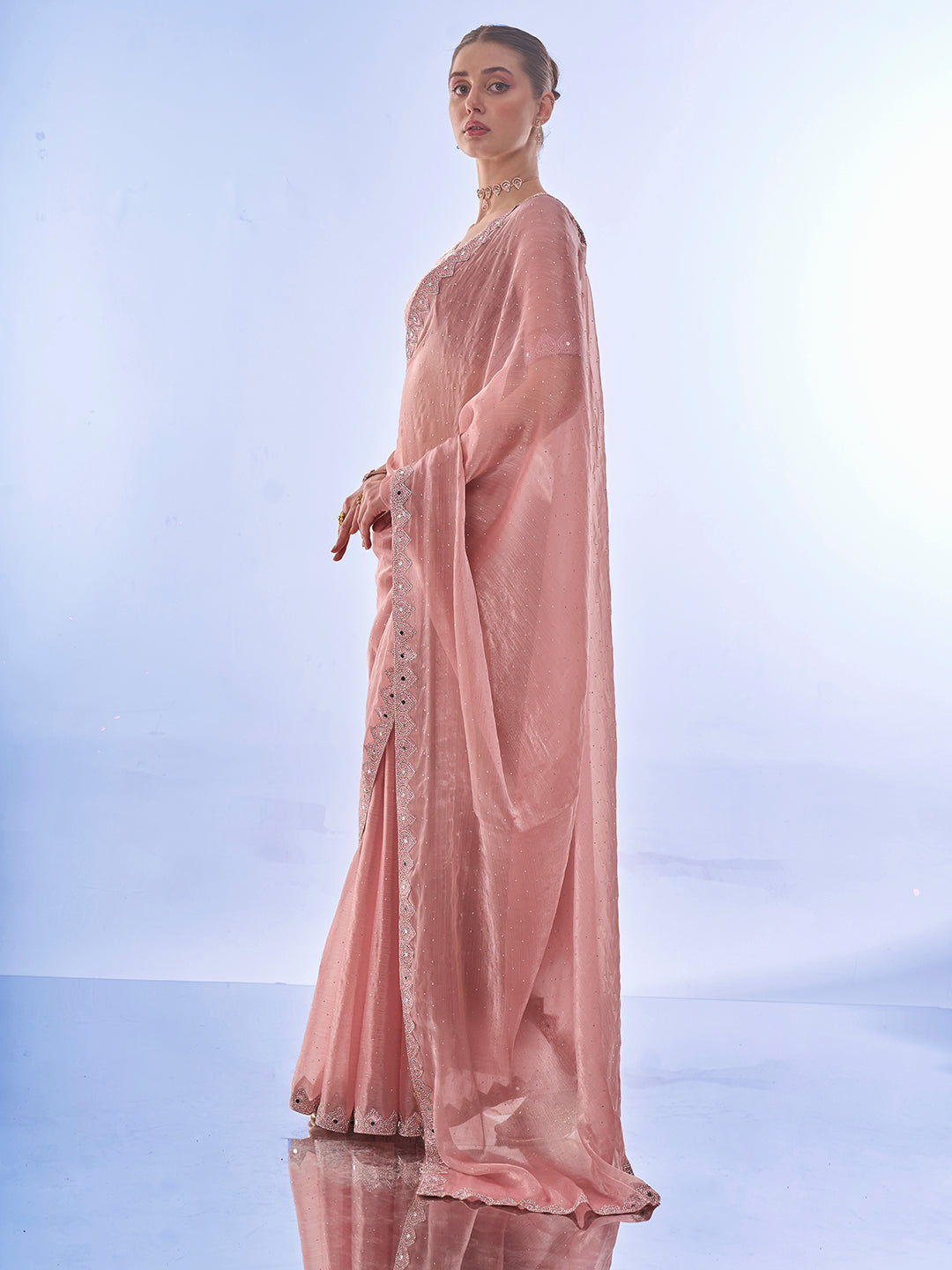 Buy MySilkLove Oriental Pink Designer Partywear Saree Online