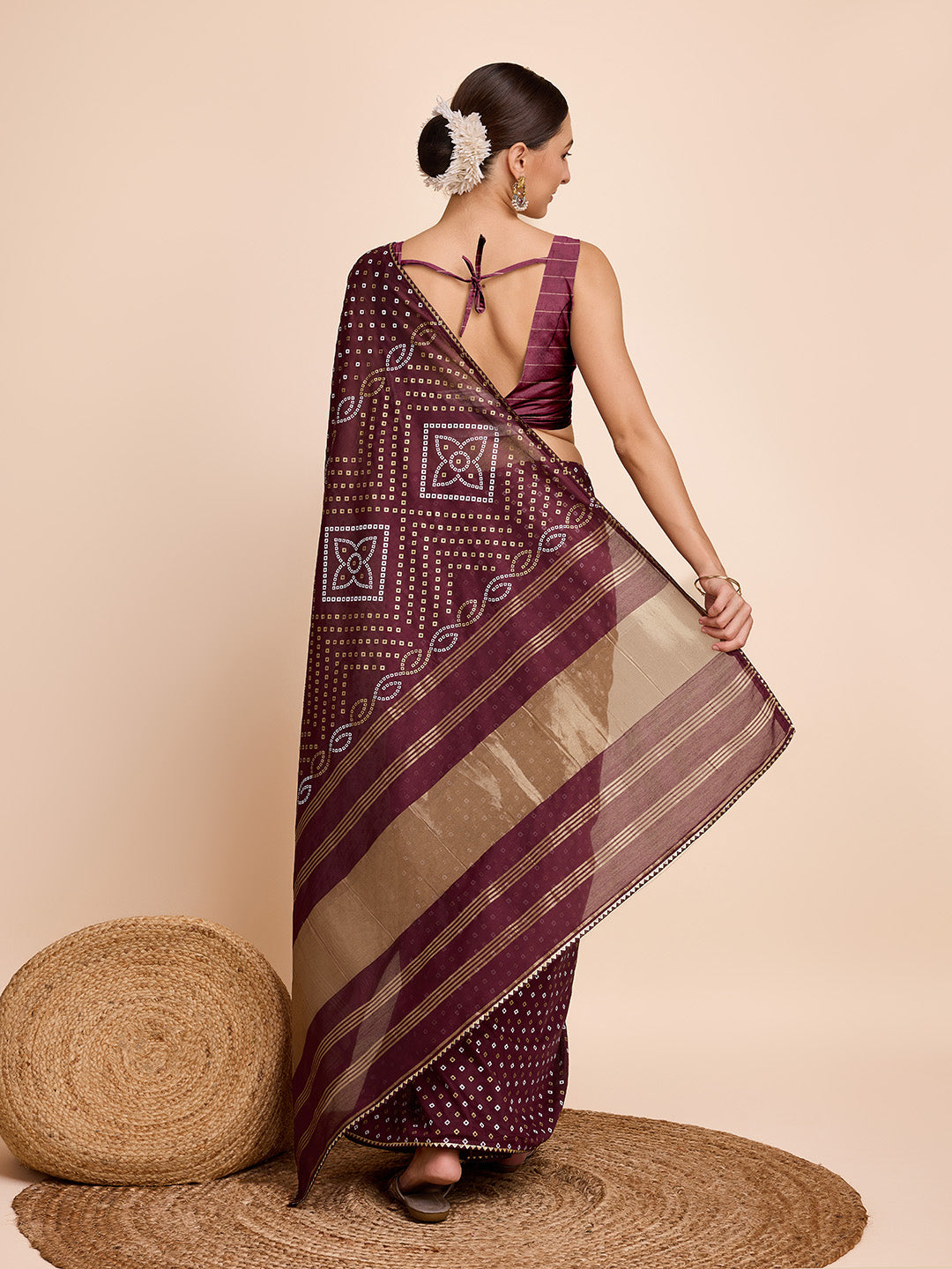 Buy MySilkLove Coffe Brown Designer Printed Bandhani Saree Online