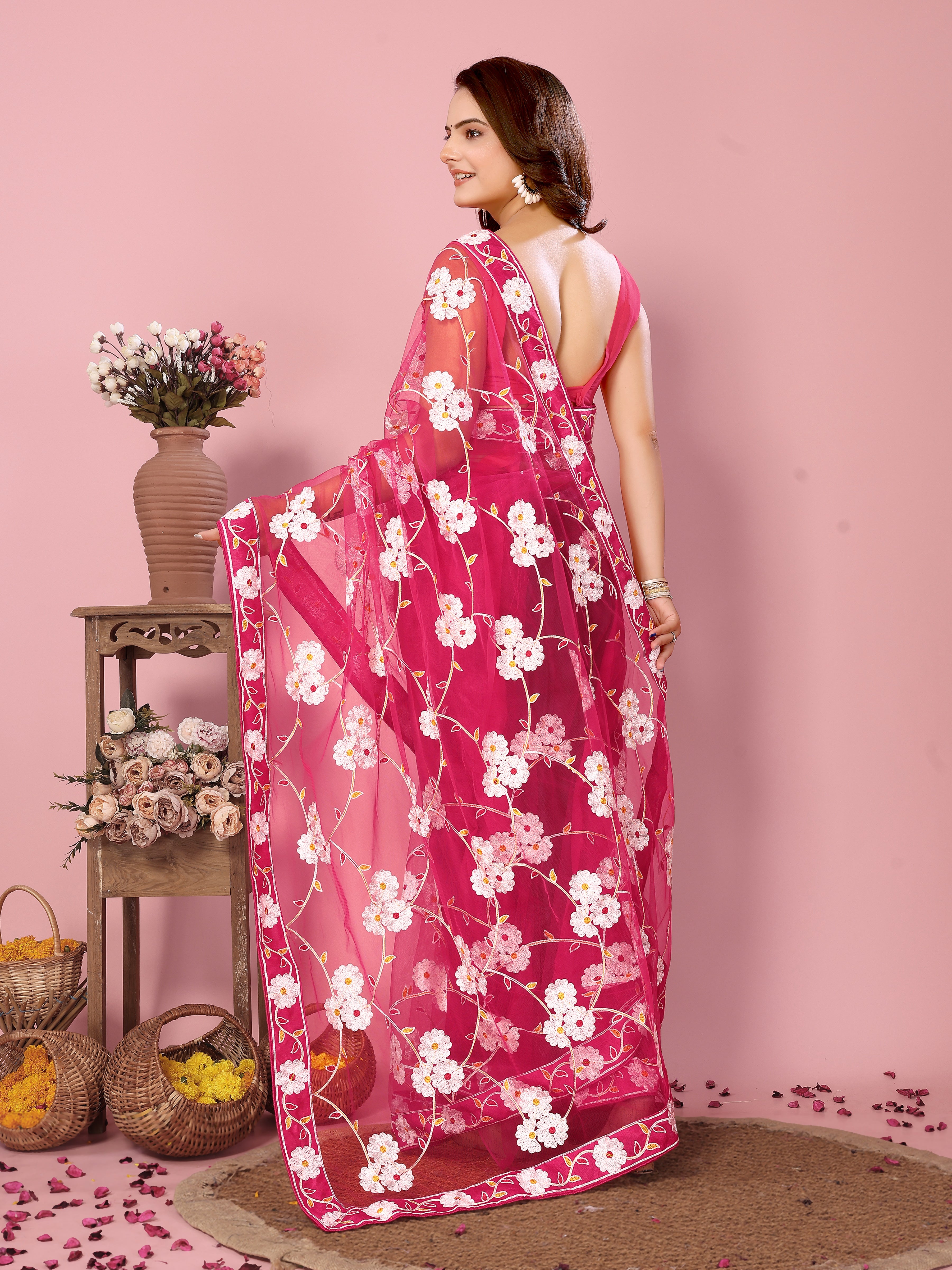 Buy MySilkLove Blush Pink Woven Designer Embroidered Saree Online