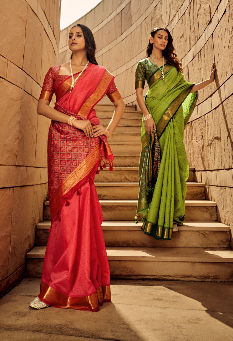 Buy MySilkLove Citron Green Woven Banarasi Handloom Silk Saree Online