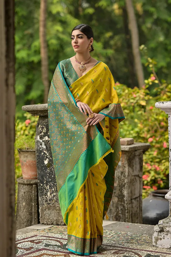 Buy MySilkLove Bee Yellow Woven Banarasi Saree Online