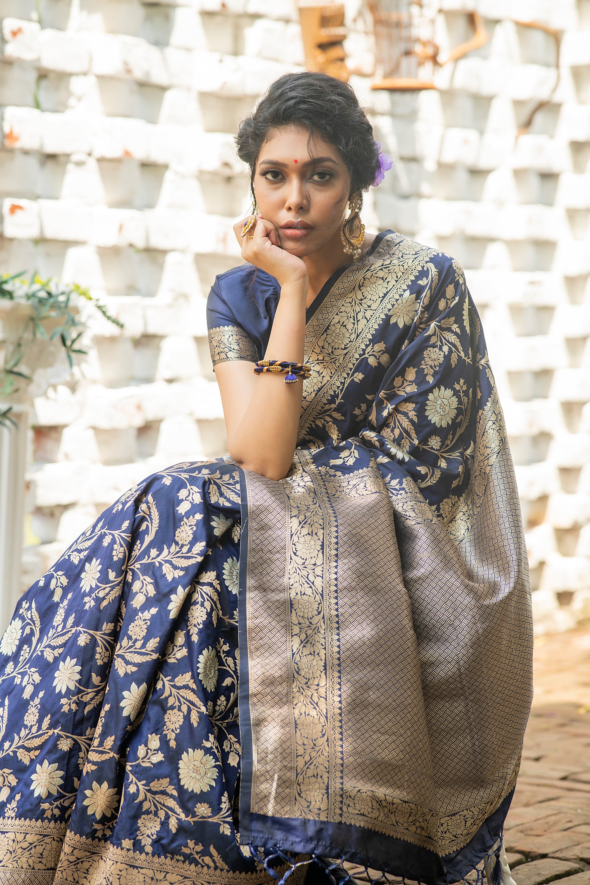 MySilkLove Fiord Blue Woven Banarasi Silk Saree