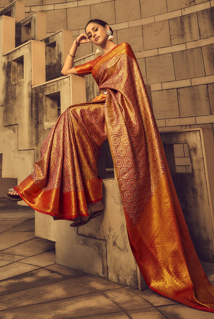 MySilkLove Lilac Brown Banarasi Handloom Weaving Silk