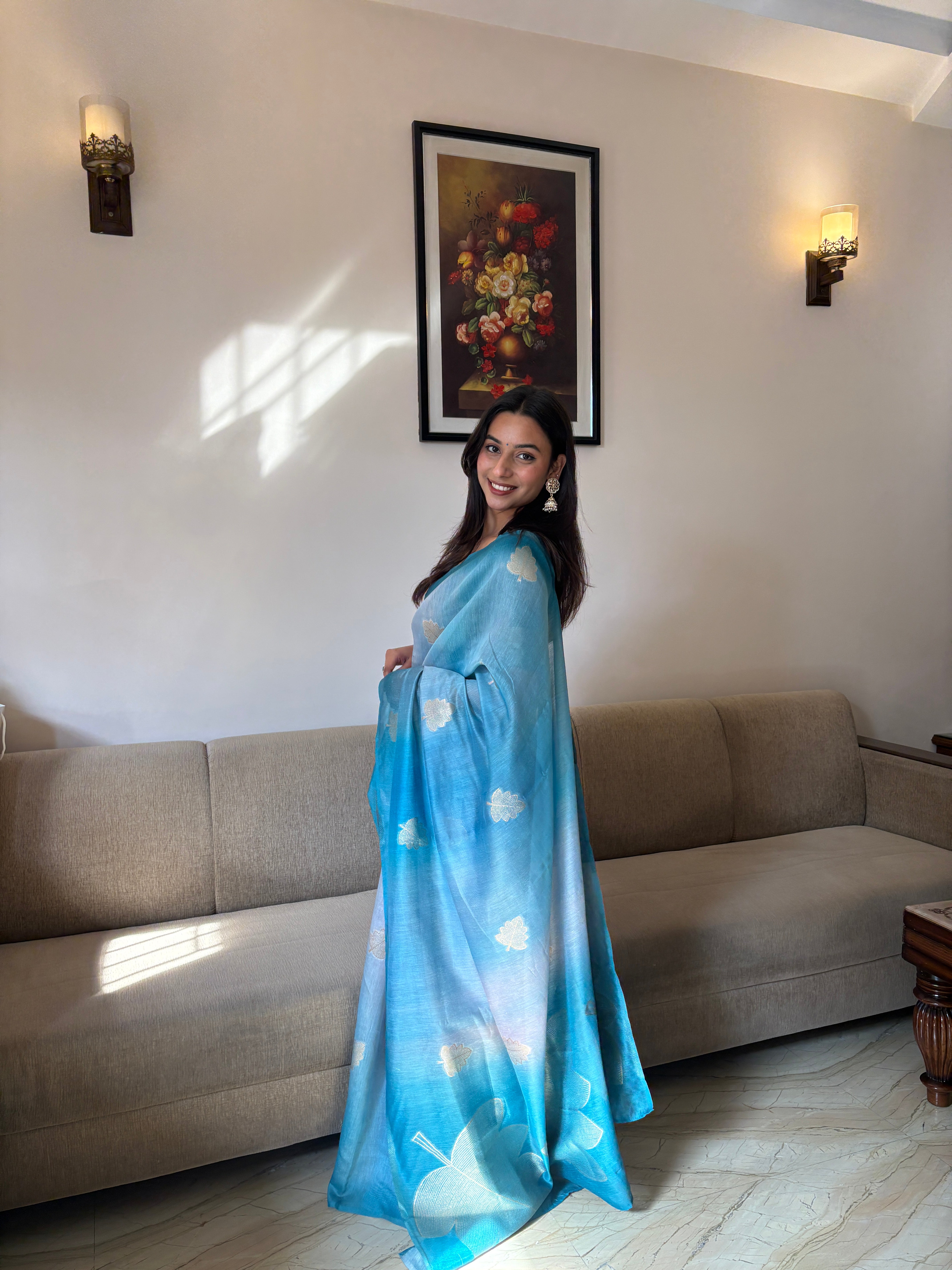 Buy MySilkLove Surfie Blue Banarasi Handloom  Silk Saree Online