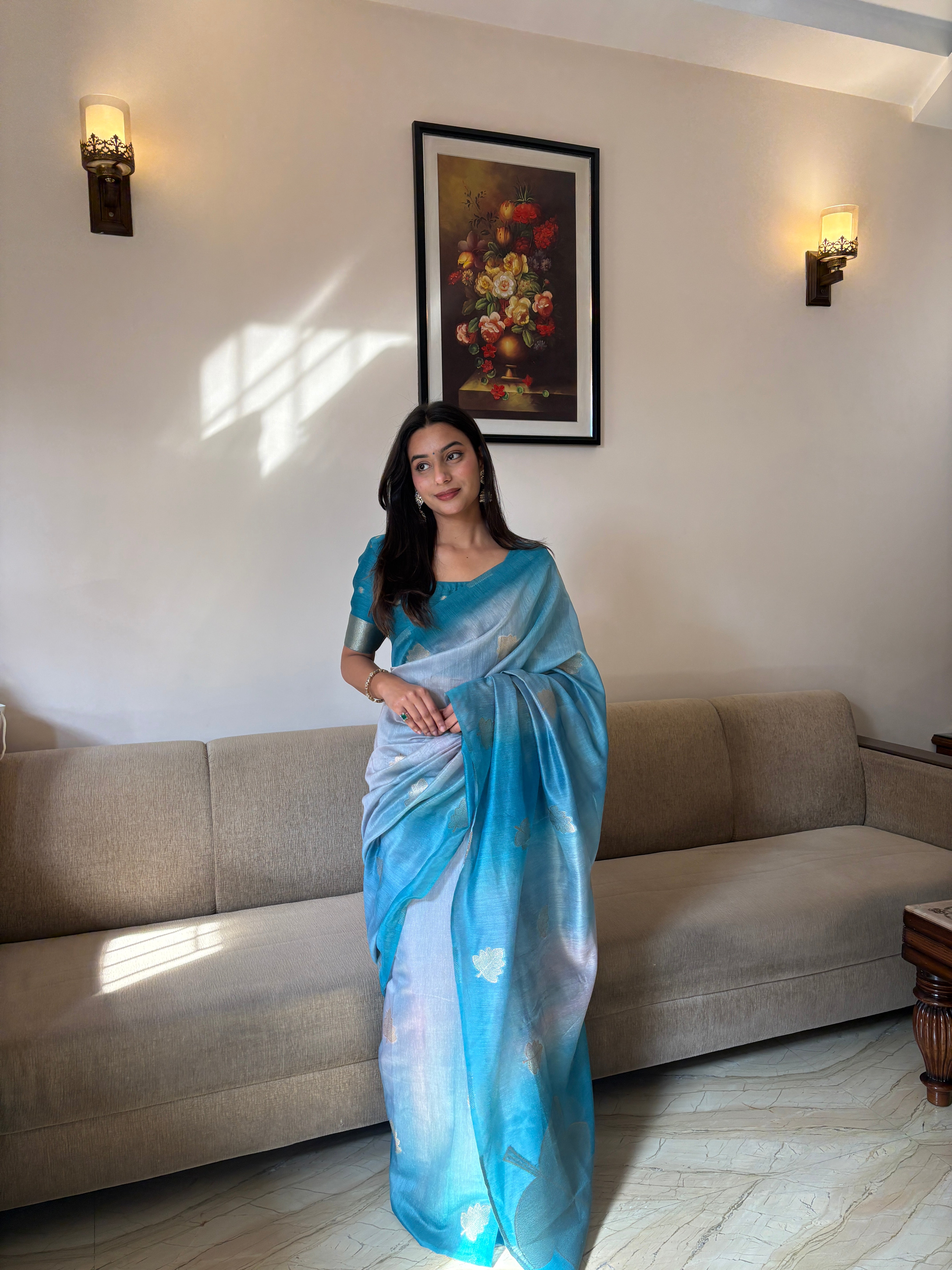 Buy MySilkLove Surfie Blue Banarasi Handloom  Silk Saree Online