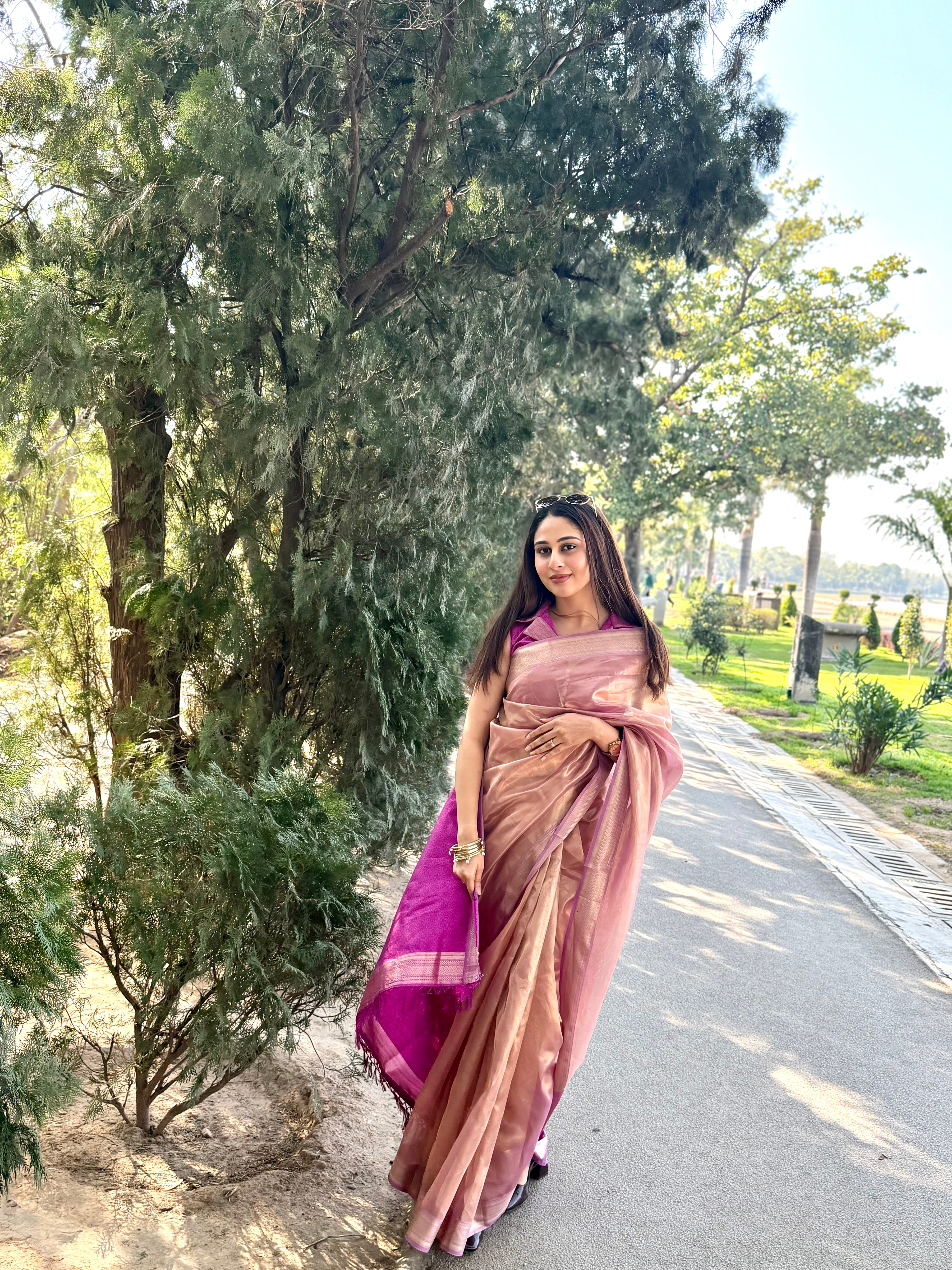 Buy MySilkLove Rose Dust Pink Handloom Tissue Saree Online