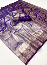 Royal Purple Woven Kanjivaram Silk Saree