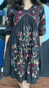 Eerie Black Thread Handmade Embroidery Dress