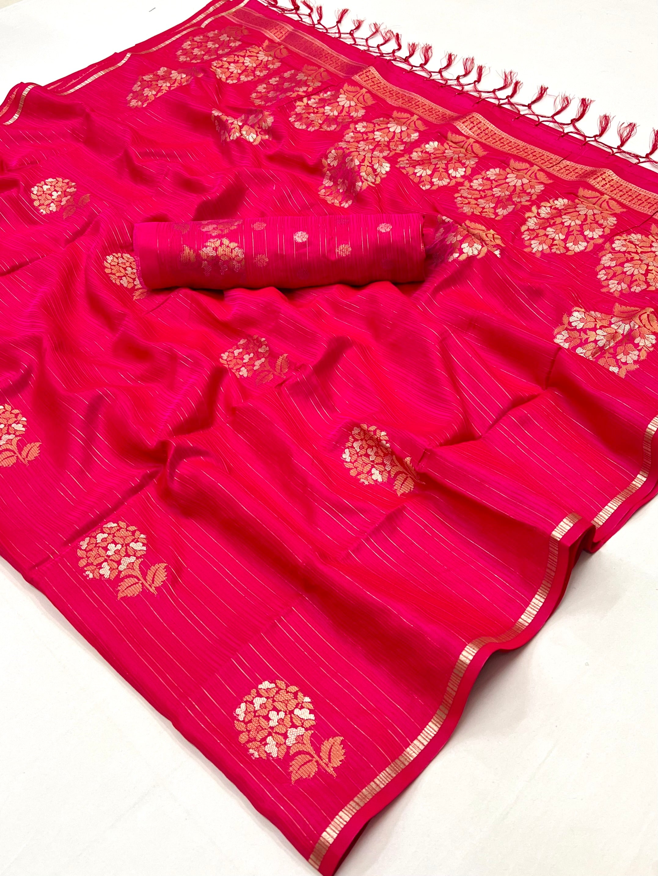 Buy MySilkLove Dingy Dungeon Pink Woven Banarasi Satin Silk Saree Online