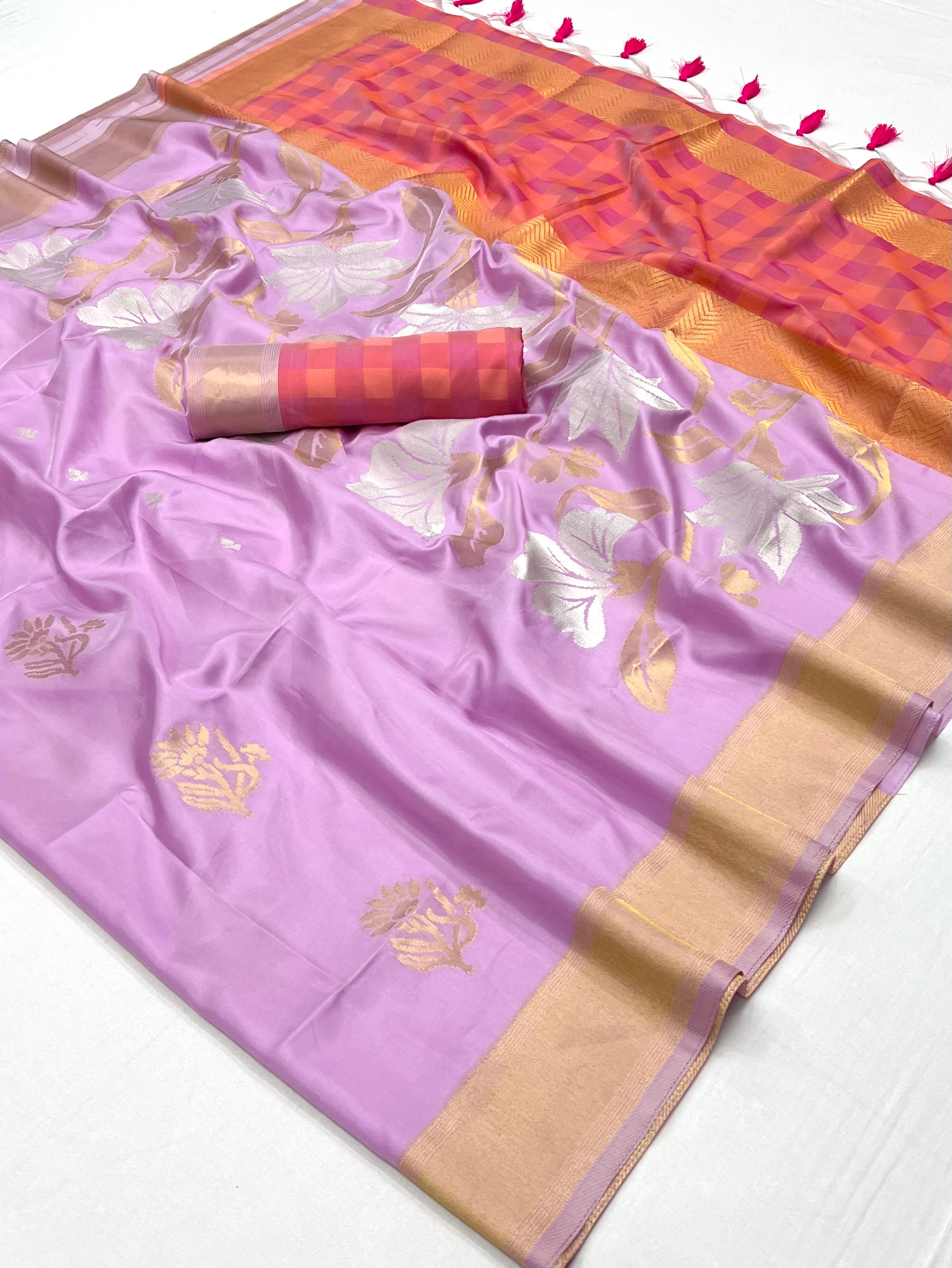 Buy MySilkLove Crocus Purple Banarasi Handloom Saree Online