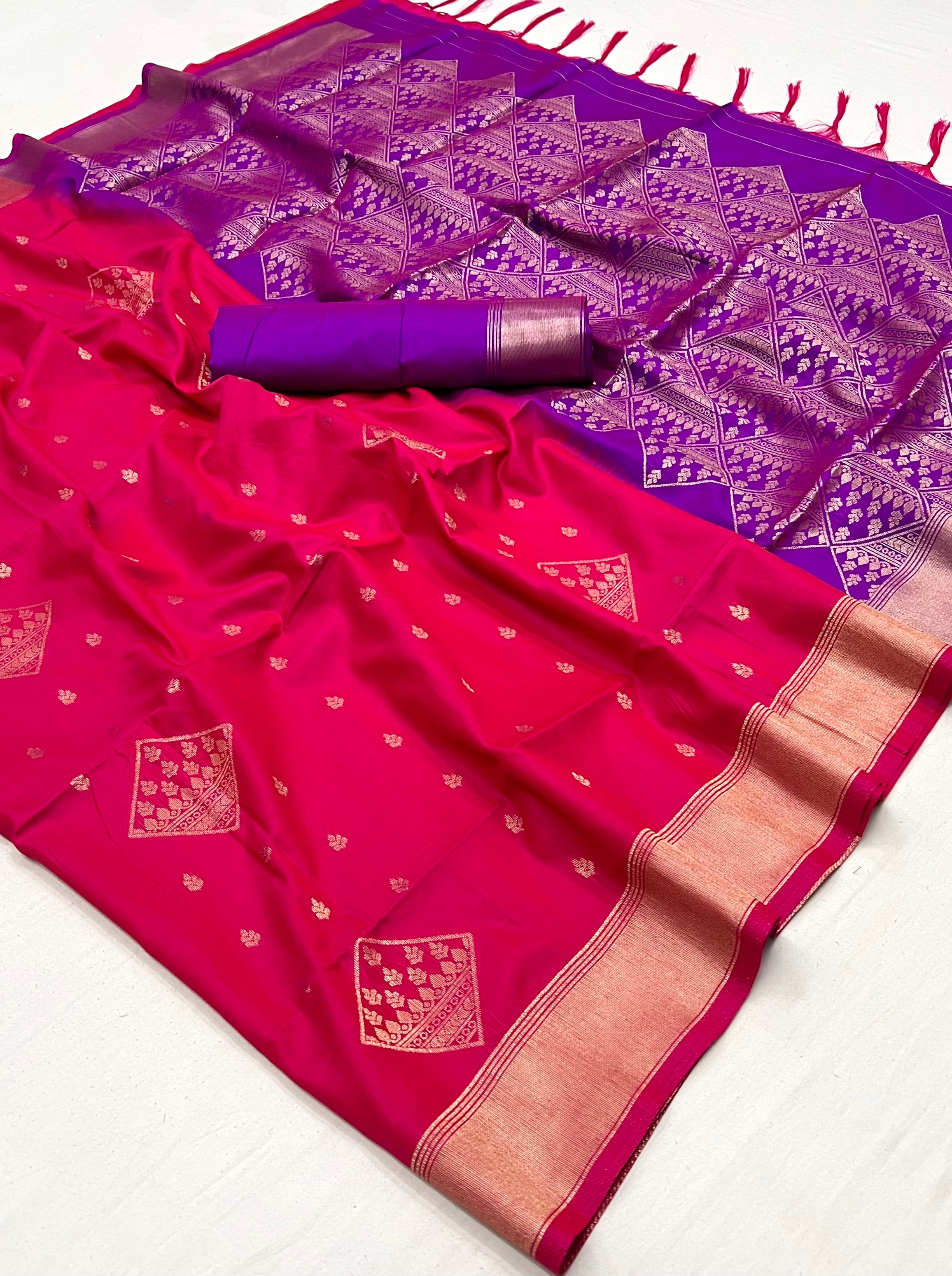 Buy MySilkLove Jelly Pink and Purple Banarasi Handloom Saree Online