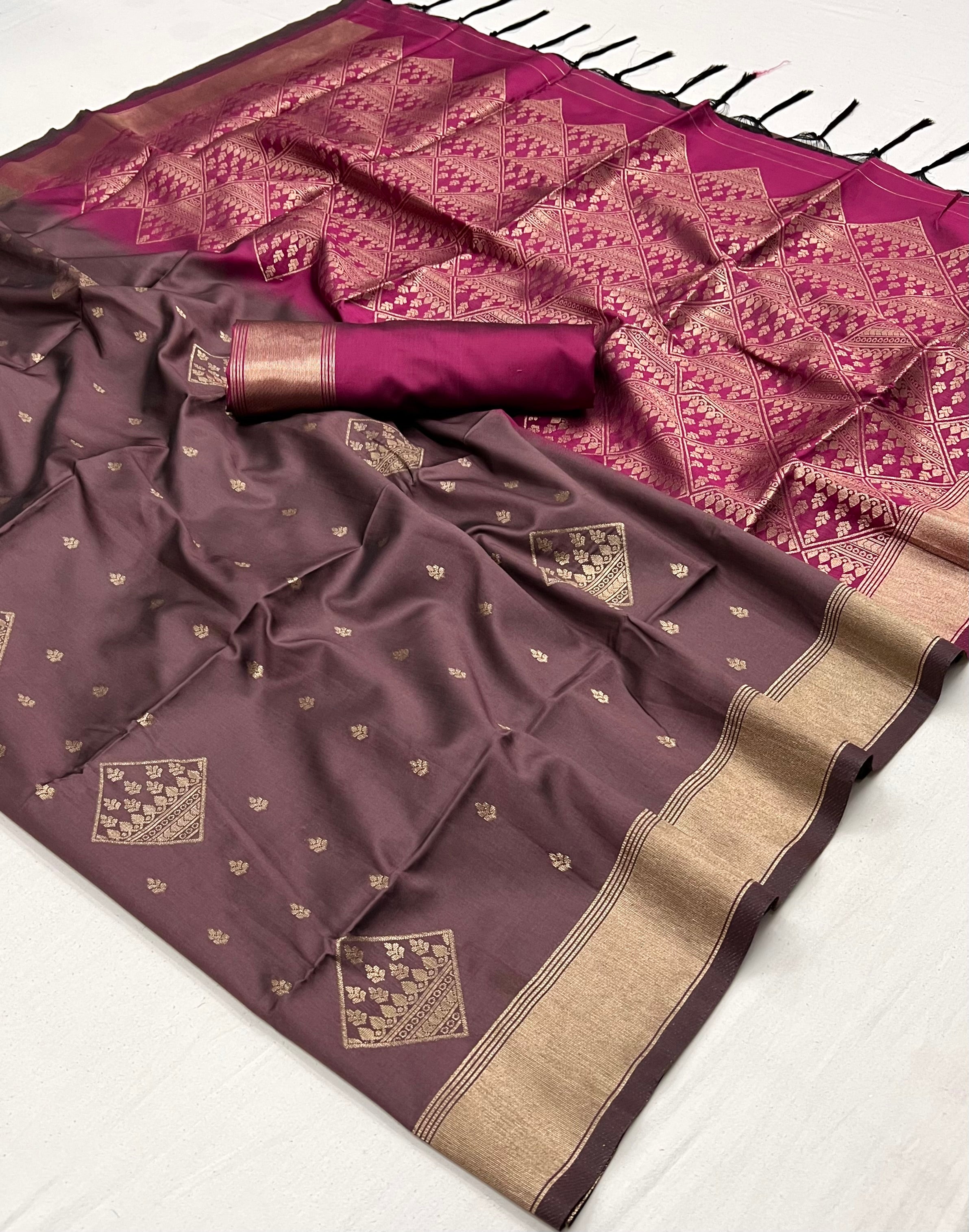 Buy MySilkLove Smokey Brown Banarasi Handloom Saree Online