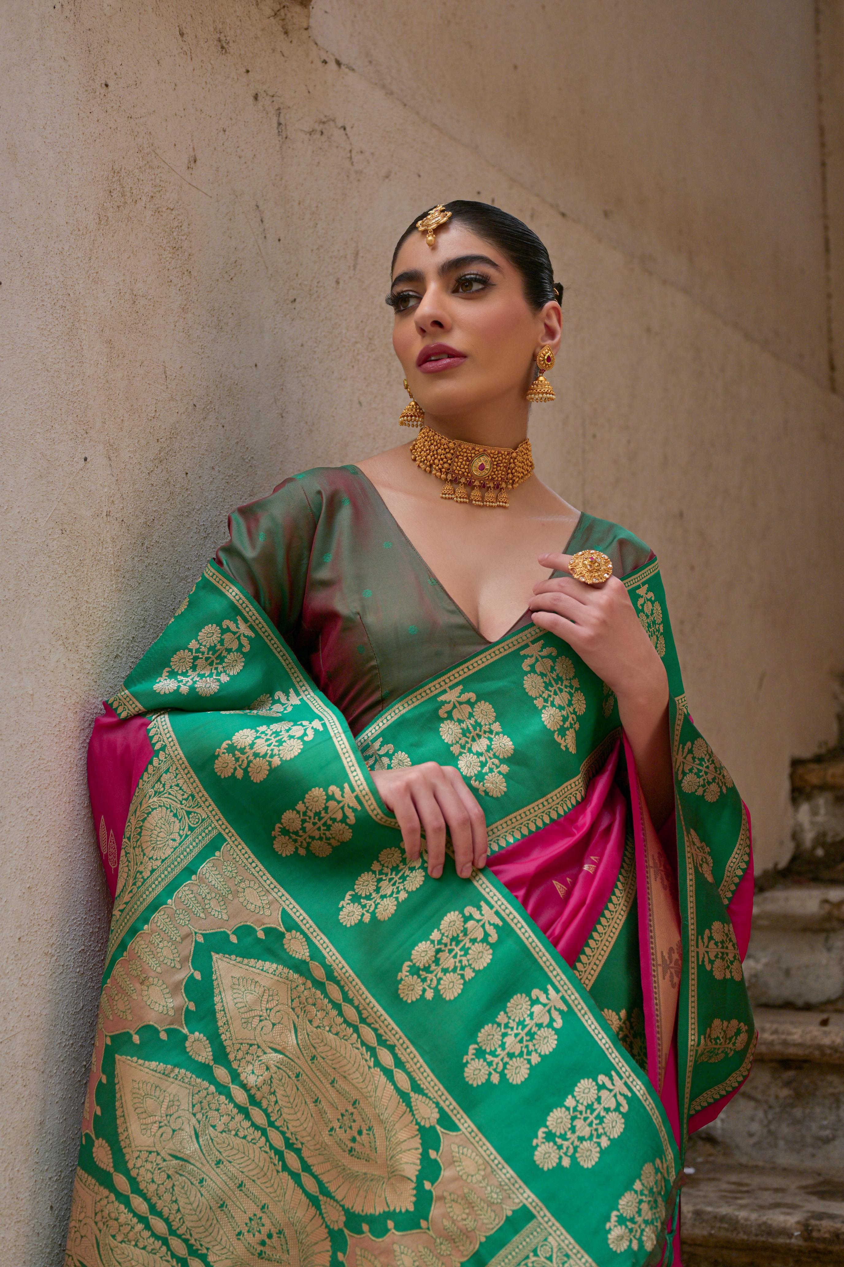 MySilkLove Rose Pink Woven Banarasi Saree
