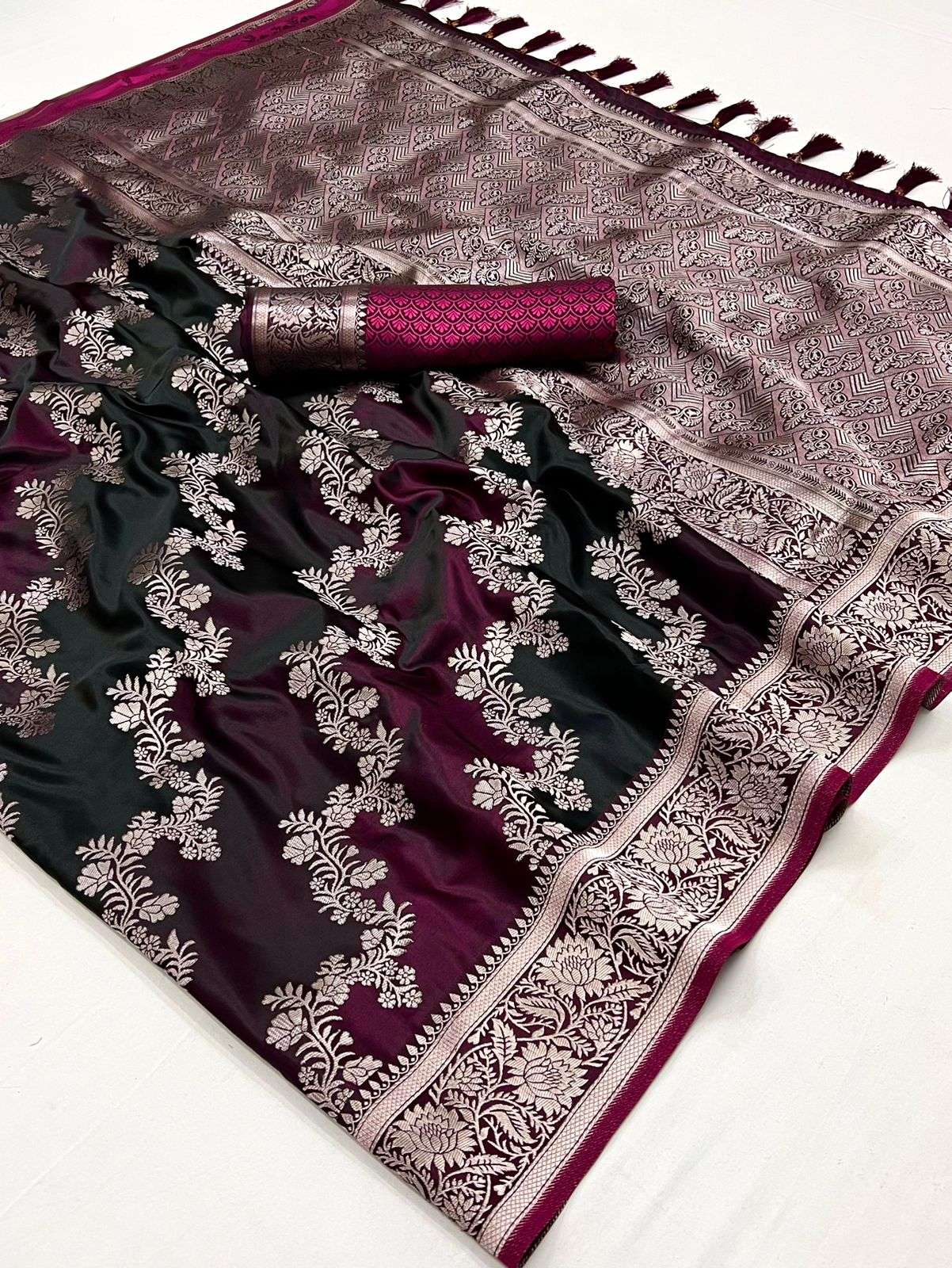 Buy MySilkLove Nero Maroon Banarasi Handloom Rangkat Weaving Saree Online