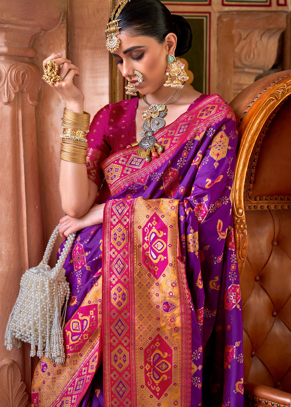 MySilkLove Disco Purple Woven Banarasi Saree